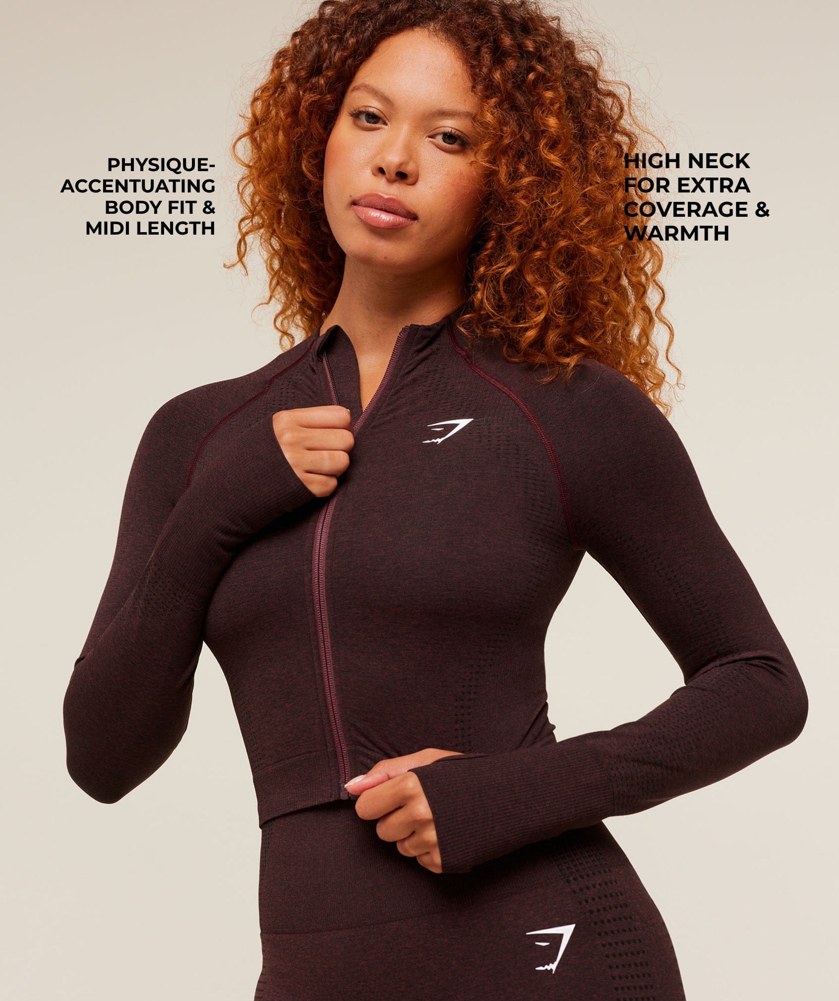 Gymshark Women's Gymshark Vital Seamless Midi Zip 2.0 Pullover Rich Maroon