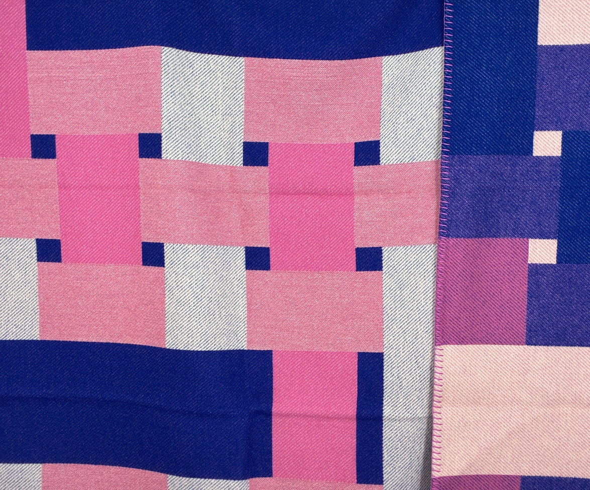 Hermes Purple Wool Cashmere Avalon Throw Blanket