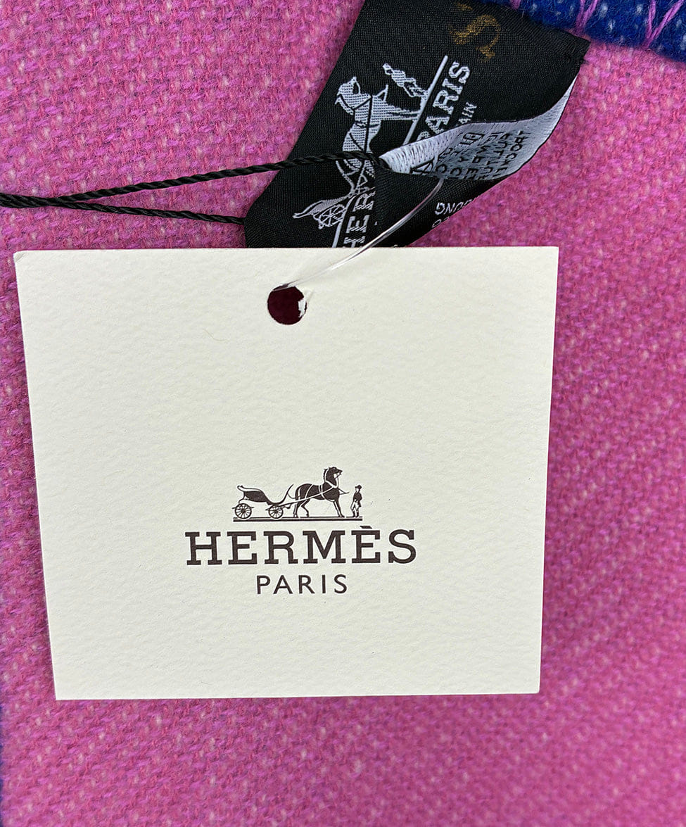 Hermes Purple Wool Cashmere Avalon Throw Blanket