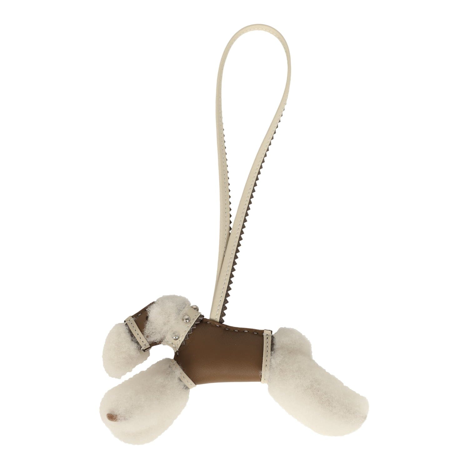 Hermes Rock Budy Apic Charm Ecru, Etoupe, Craie and Gris Etain Milo Lambskin and Merino Wool