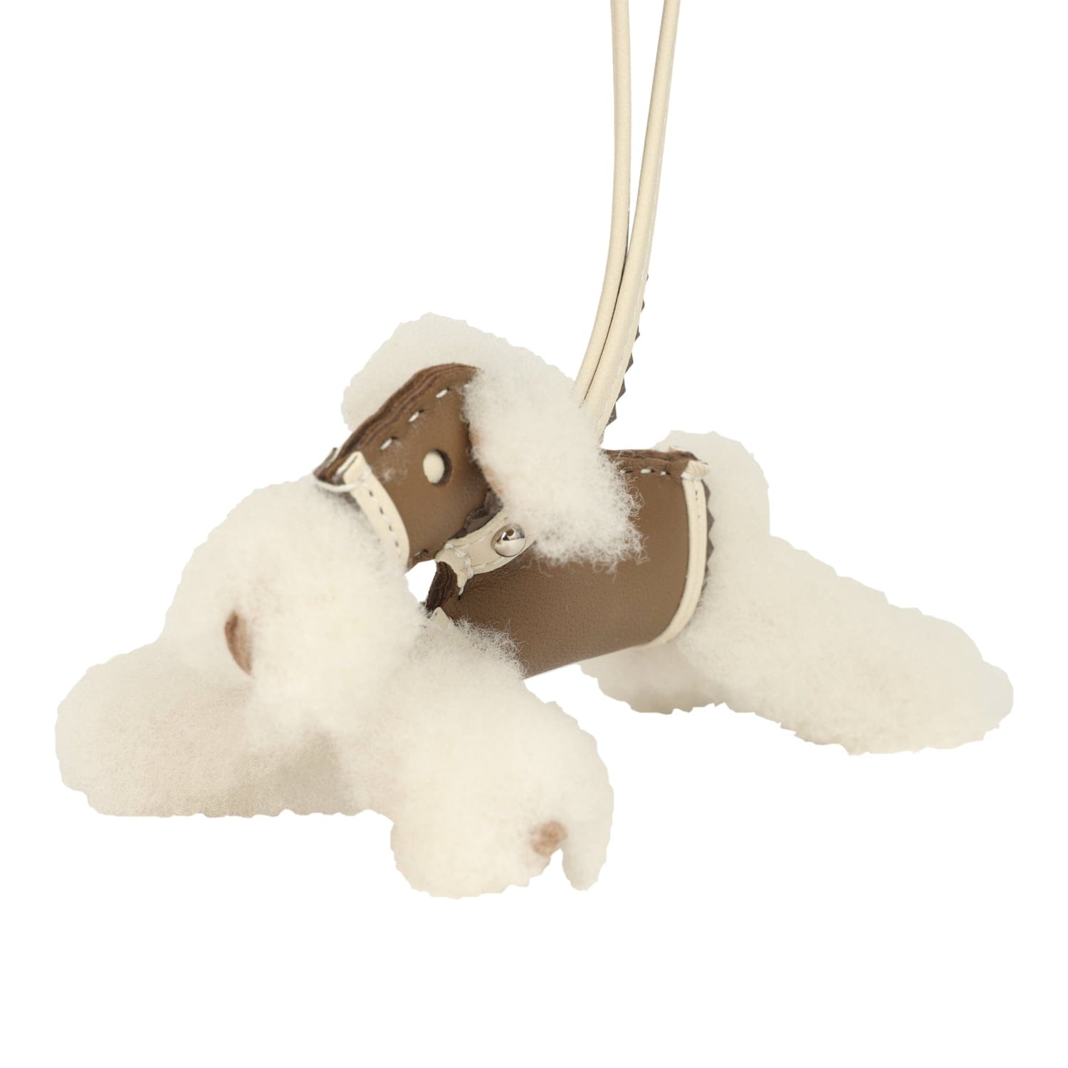 Hermes Rock Budy Apic Charm Ecru, Etoupe, Craie and Gris Etain Milo Lambskin and Merino Wool