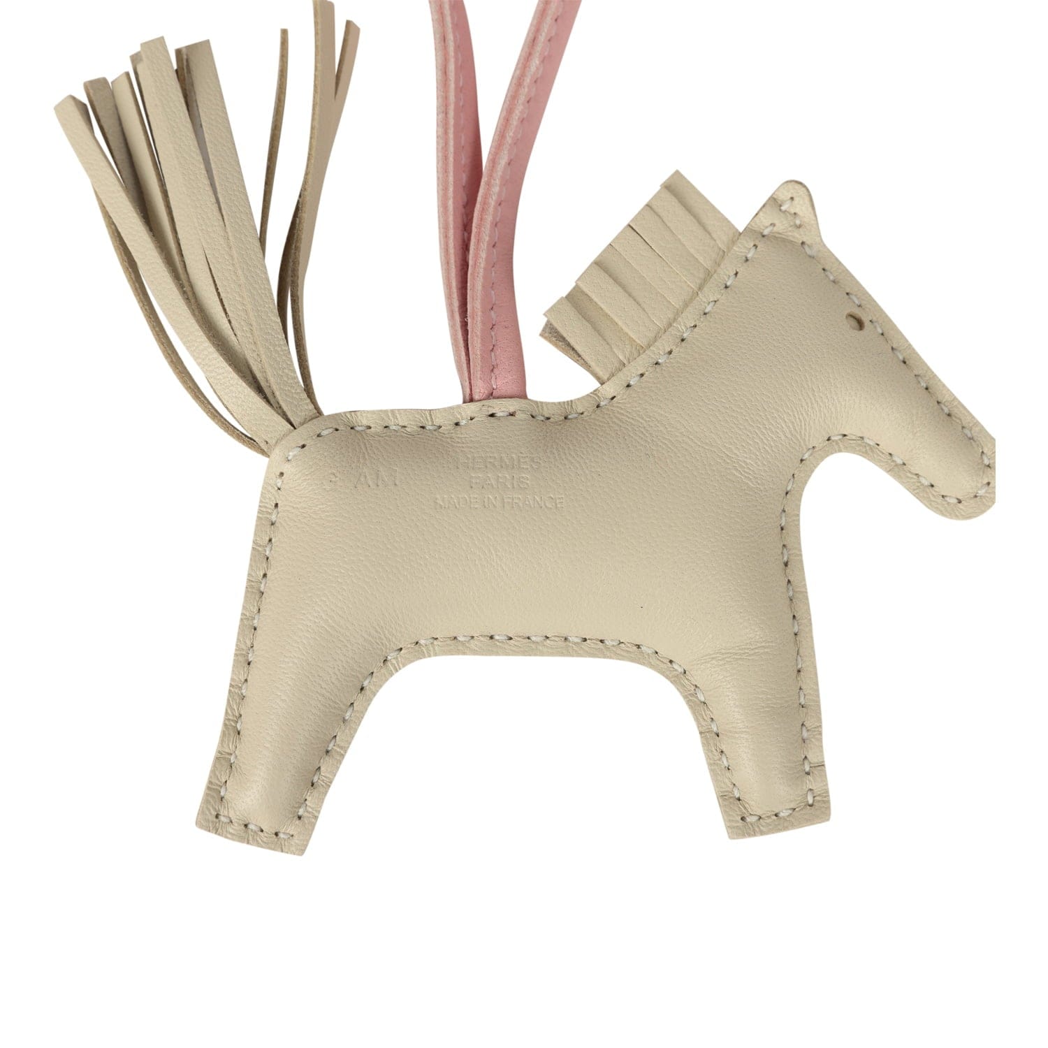 Hermes Rodeo Robeo Coeur Charm PM Craie, Rose Sakura & Terre Milo Lambskin