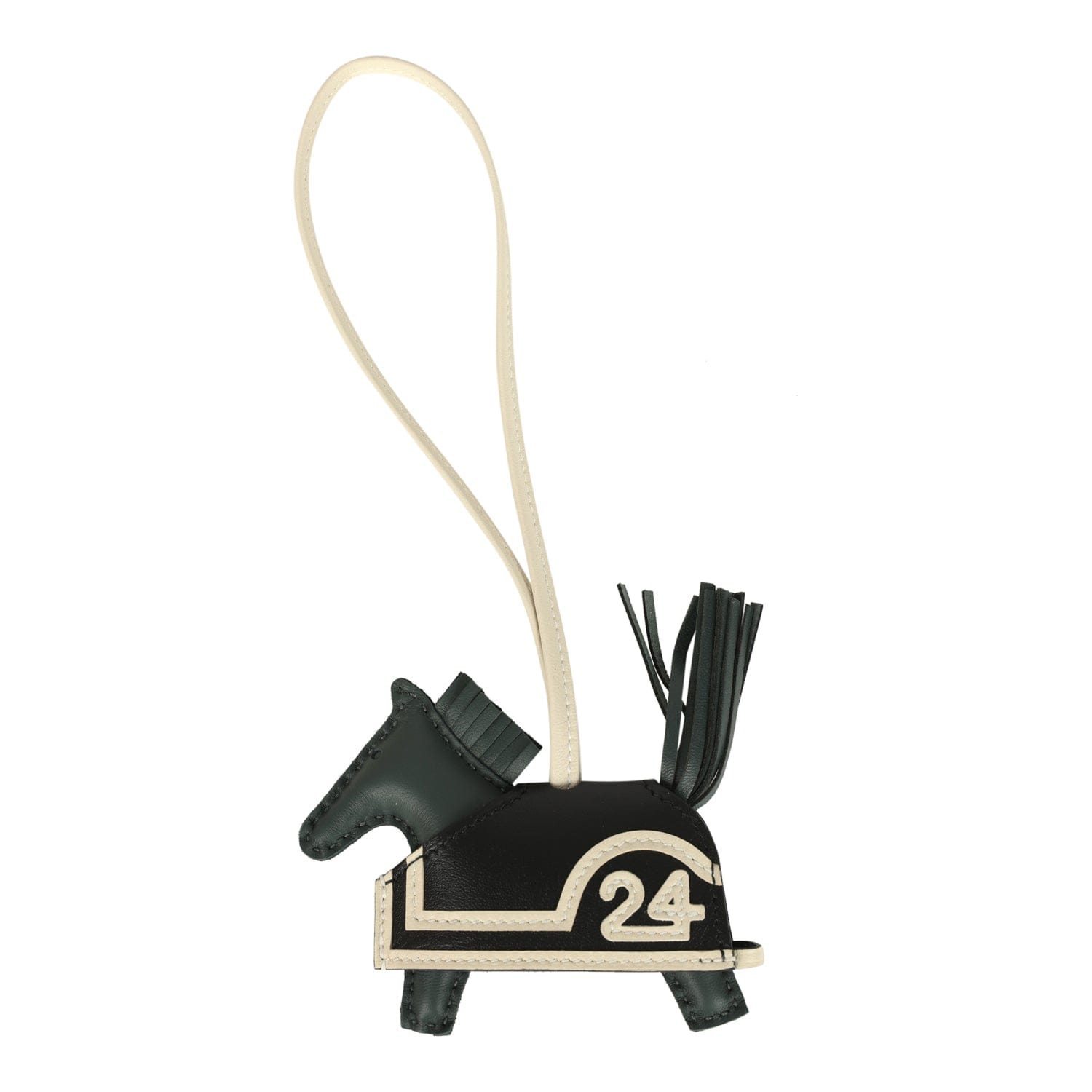 Hermes Rodeo Robeo 24 Charm PM Vert Mangrove, Craie, Black Milo Lambskin