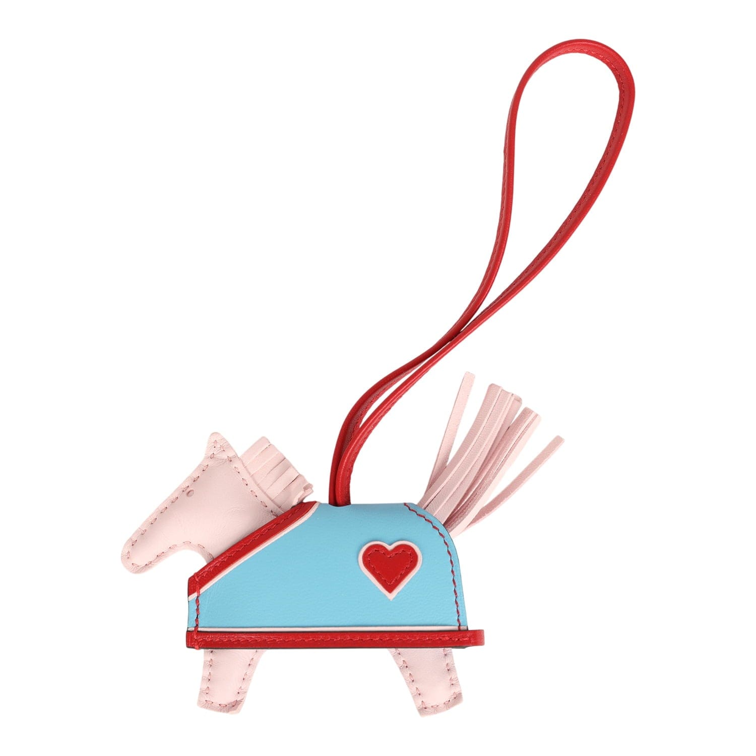 Hermes Rodeo Robeo Coeur Charm PM Rose Darling, Bleu Celeste & Rouge Radieux Milo Lambskin