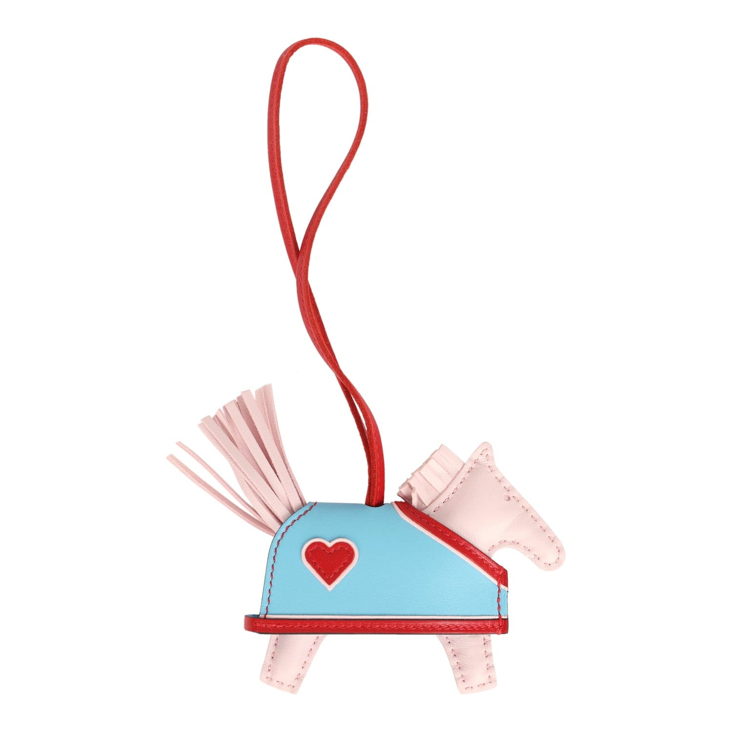 Hermes Rodeo Robeo Coeur Charm PM Rose Darling, Bleu Celeste & Rouge Radieux Milo Lambskin