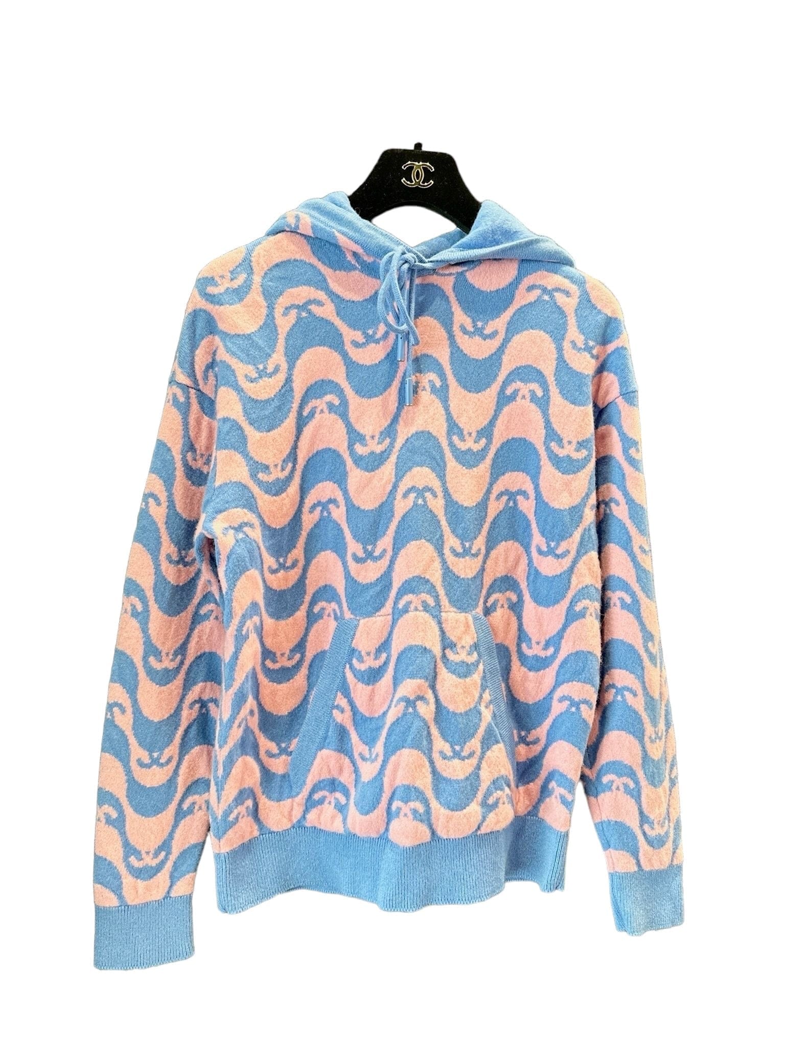 Chanel 21S Blue/Pink Cashmere Hood Jumper Size 34