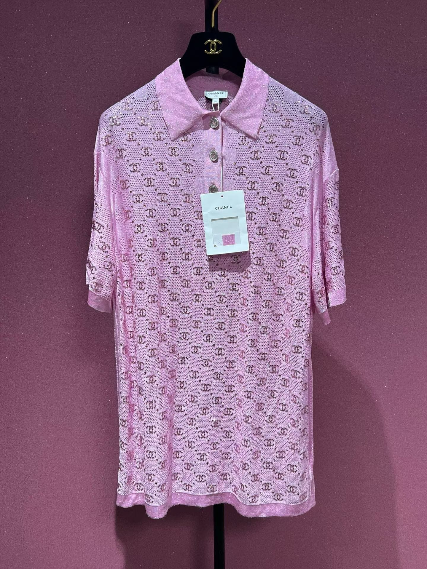 CHANEL 2023P CRYSTAL PINK TOP/DRESS 36/38 FT102023