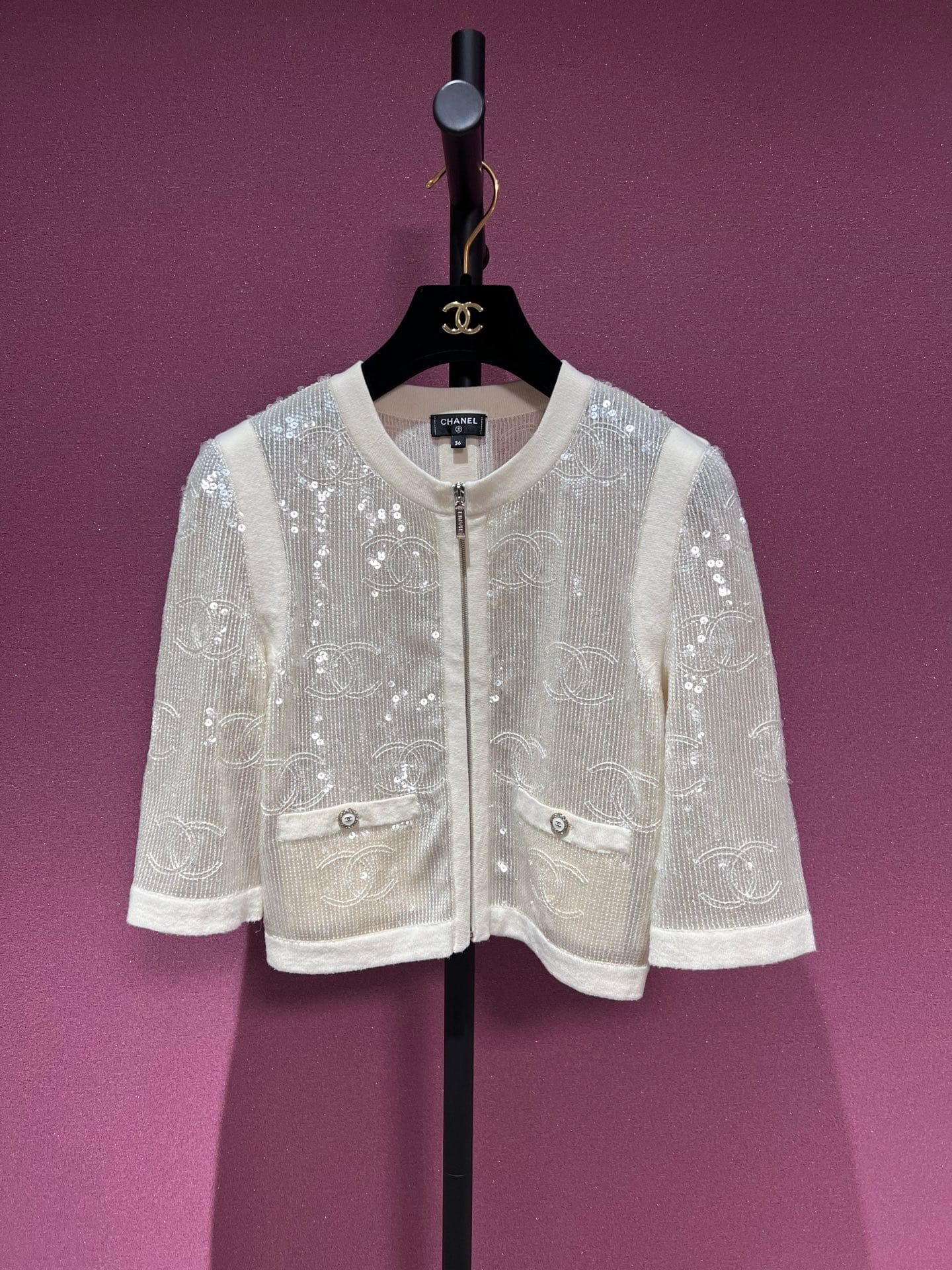 CHANEL 22S SEQUIN CARDIGAN 36 FT101999