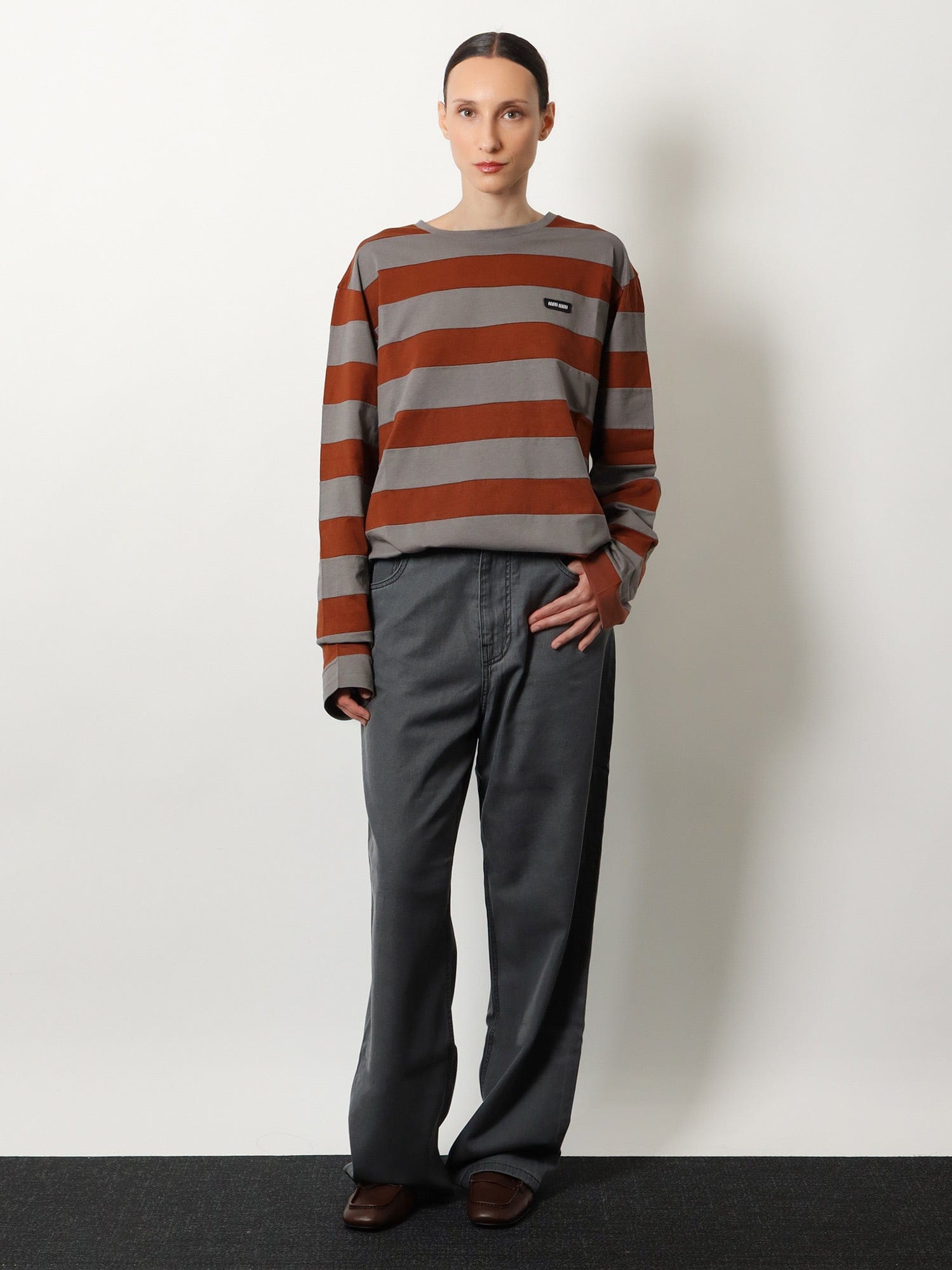 MIU MIU Grey Light Denim trousers