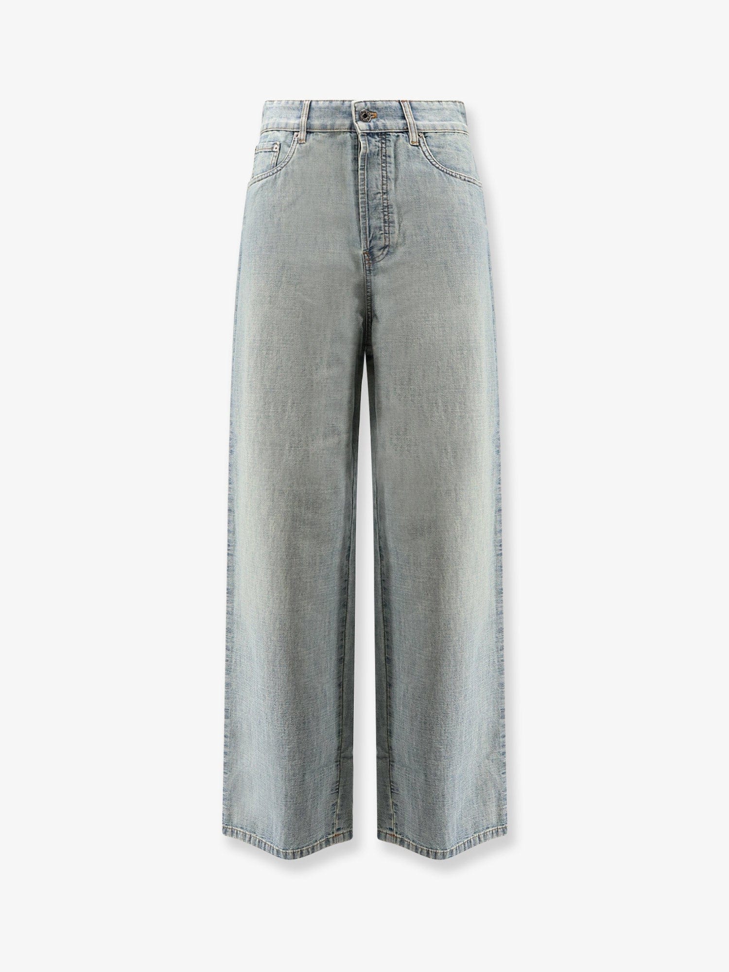 MIU MIU Cotton Jeans with Logo Lettering embroidery