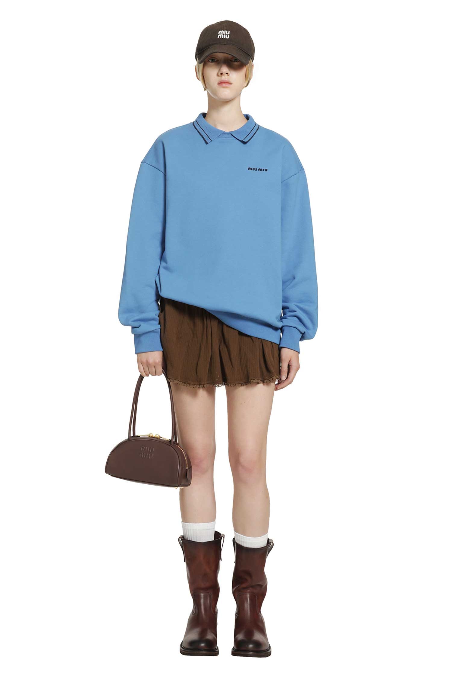 MIU MIU Cotton Fleece Polo Sweatshirt