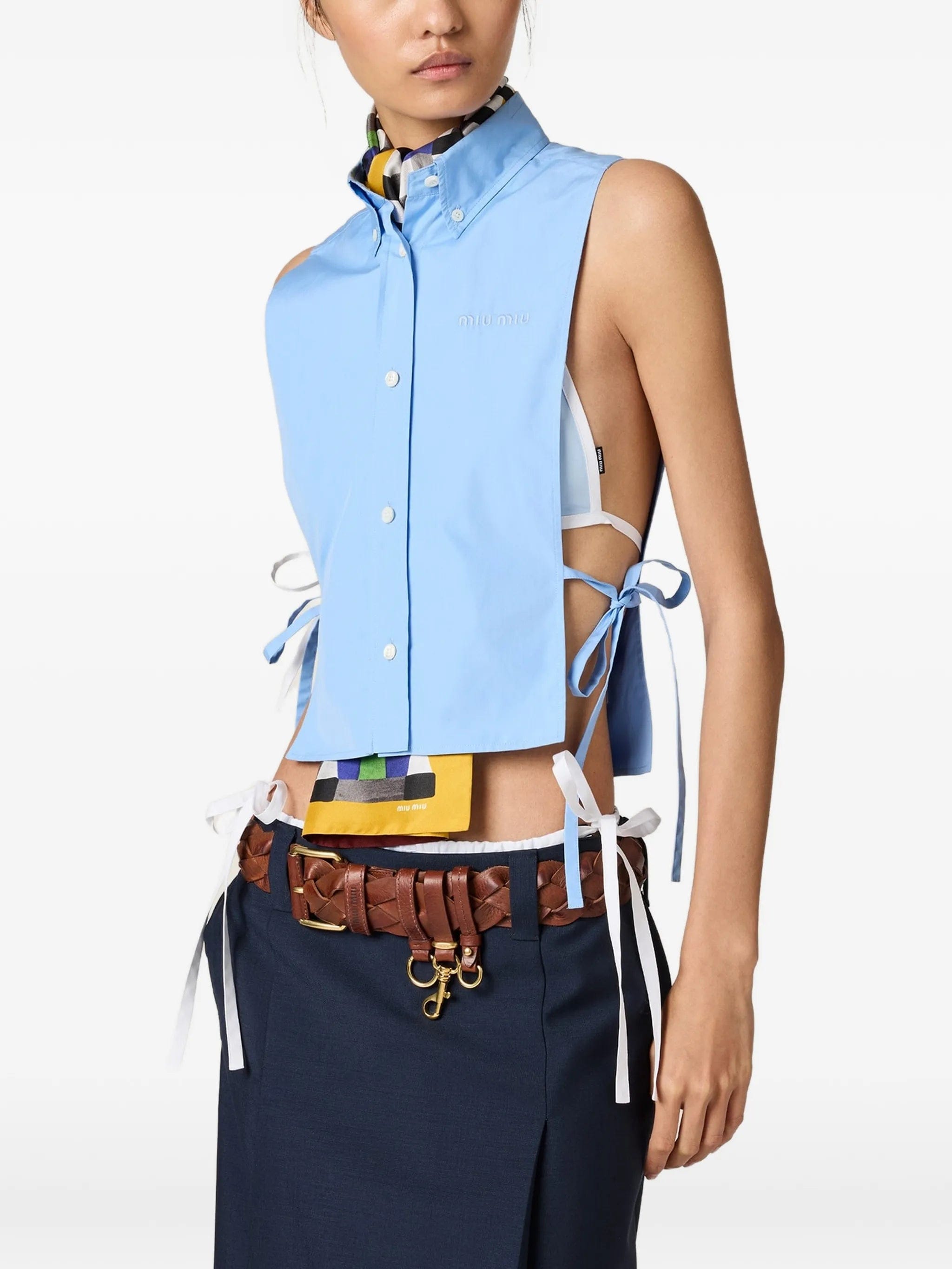 Miu Miu tie side sleeveless shirt