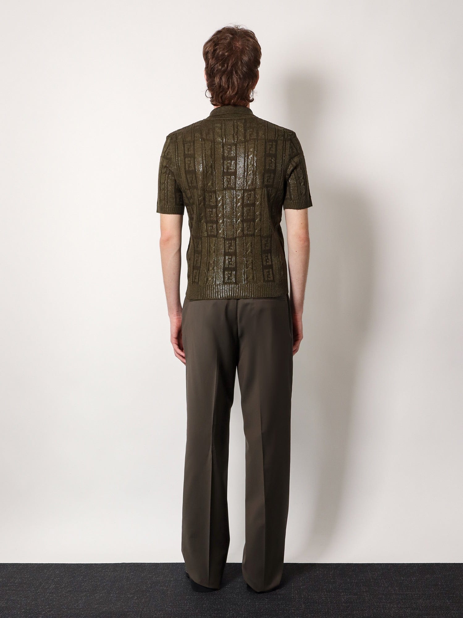 Fendi Braided wool polo shirt withFF details