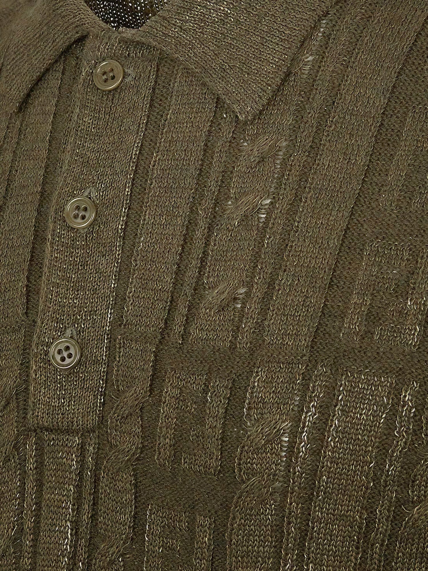 Fendi Braided wool polo shirt withFF details