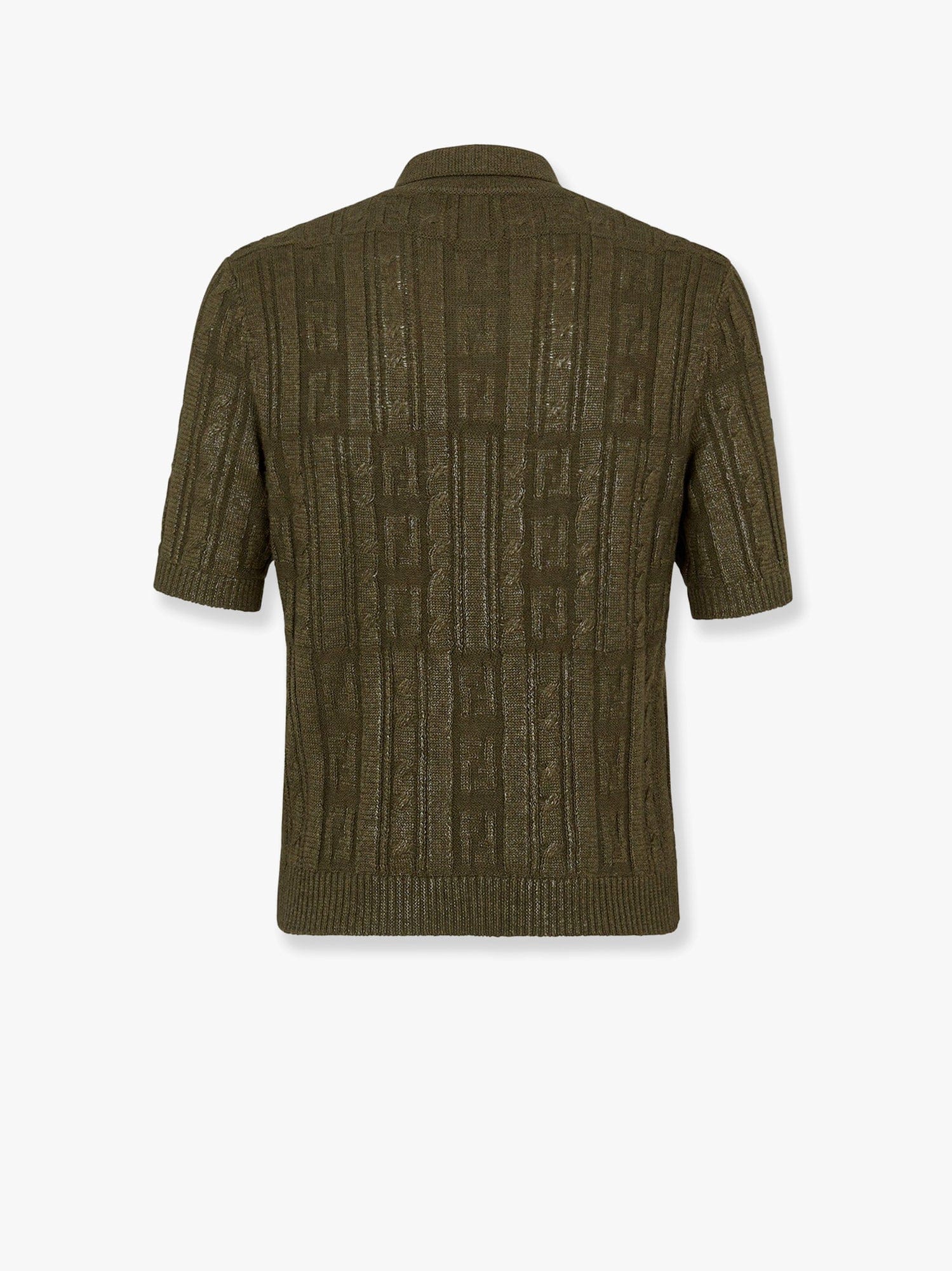 Fendi Braided wool polo shirt withFF details