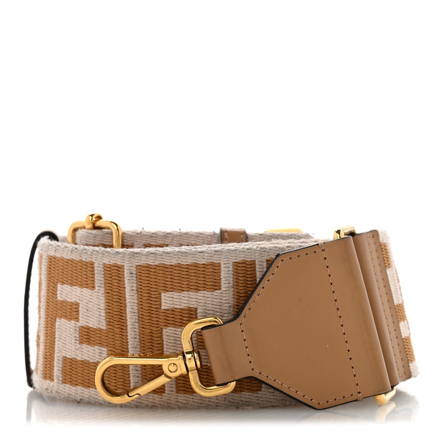Fendi Ribbon Vitello King FF 1974 Adjustable Strap You Poudre Cuoio Miele Scuro