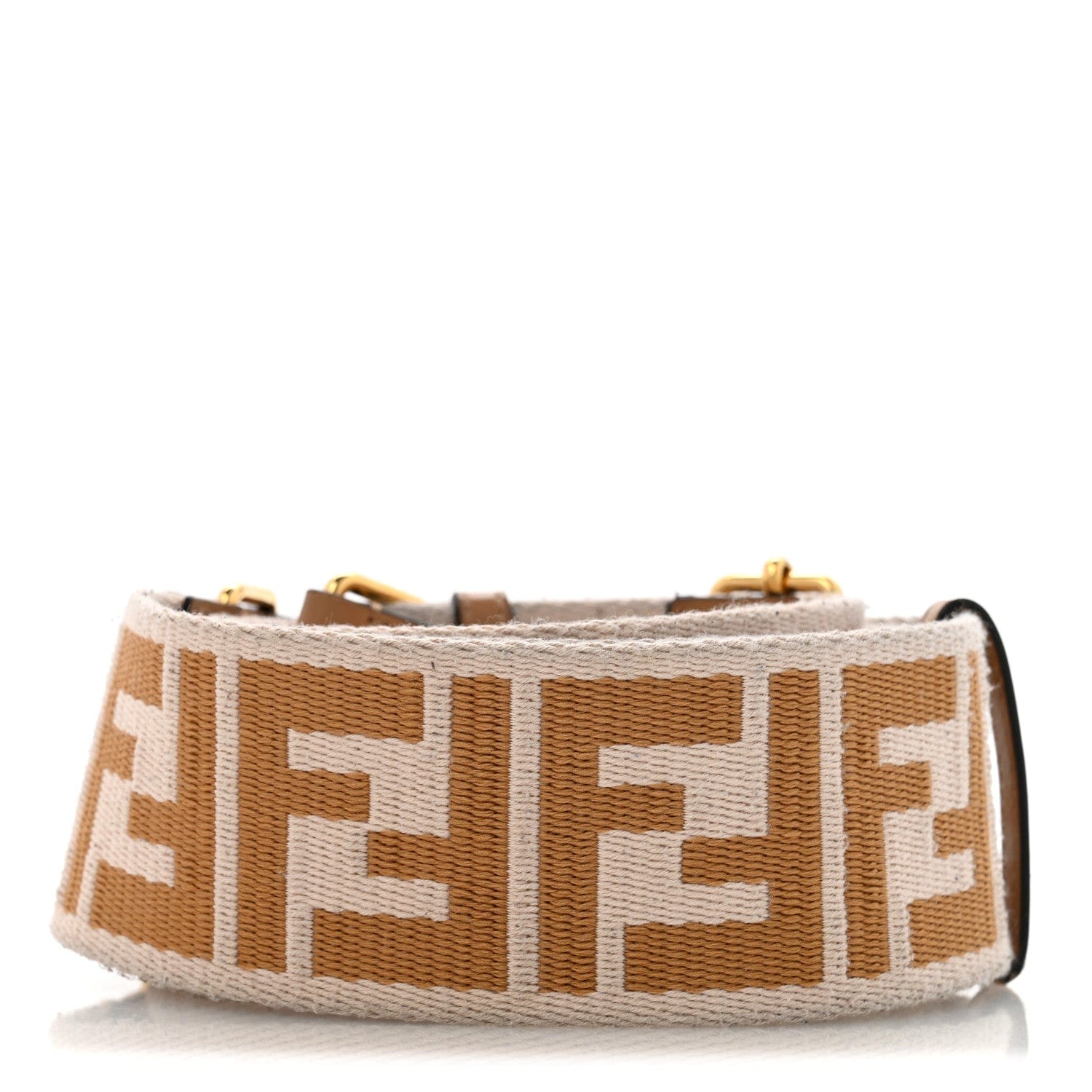 Fendi Ribbon Vitello King FF 1974 Adjustable Strap You Poudre Cuoio Miele Scuro