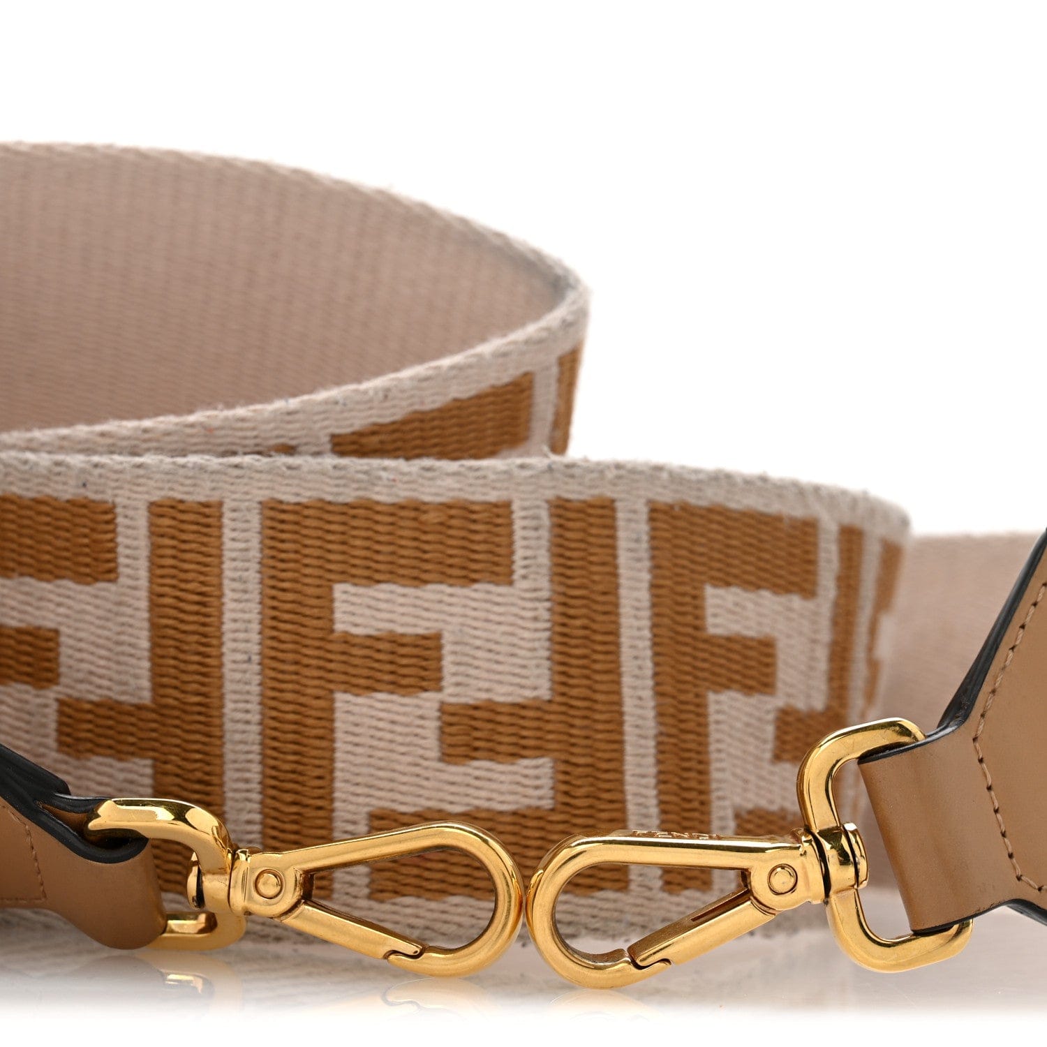 Fendi Ribbon Vitello King FF 1974 Adjustable Strap You Poudre Cuoio Miele Scuro