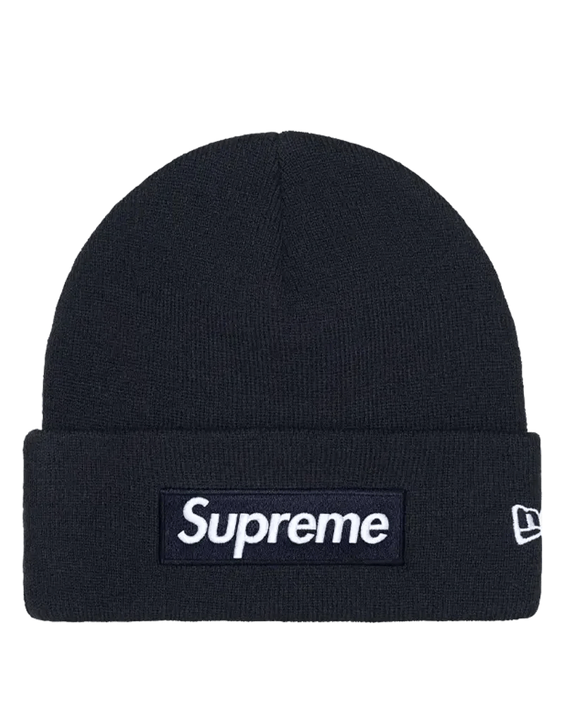 Supreme New Era Box Logo Beanie Navy Blue (FW25)