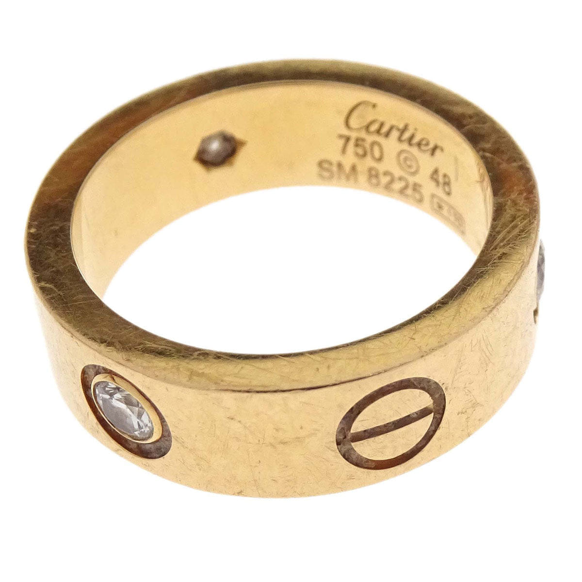 Cartier Love Ring 750 Half Diamond SM8225 #48 Jewelry