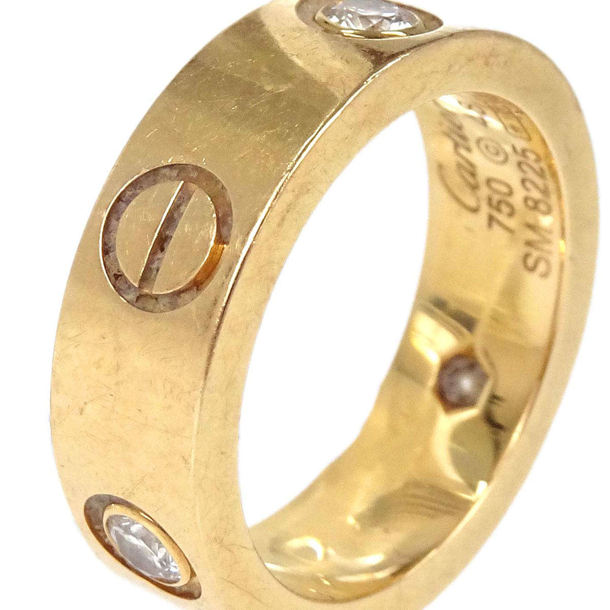 Cartier Love Ring 750 Half Diamond SM8225 #48 Jewelry
