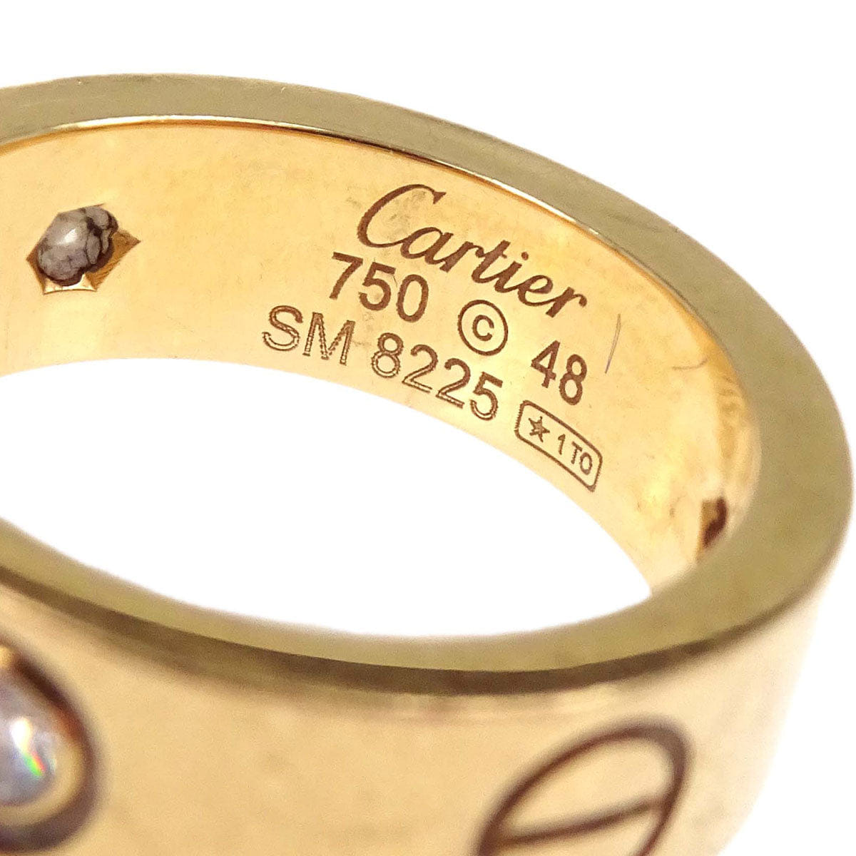 Cartier Love Ring 750 Half Diamond SM8225 #48 Jewelry