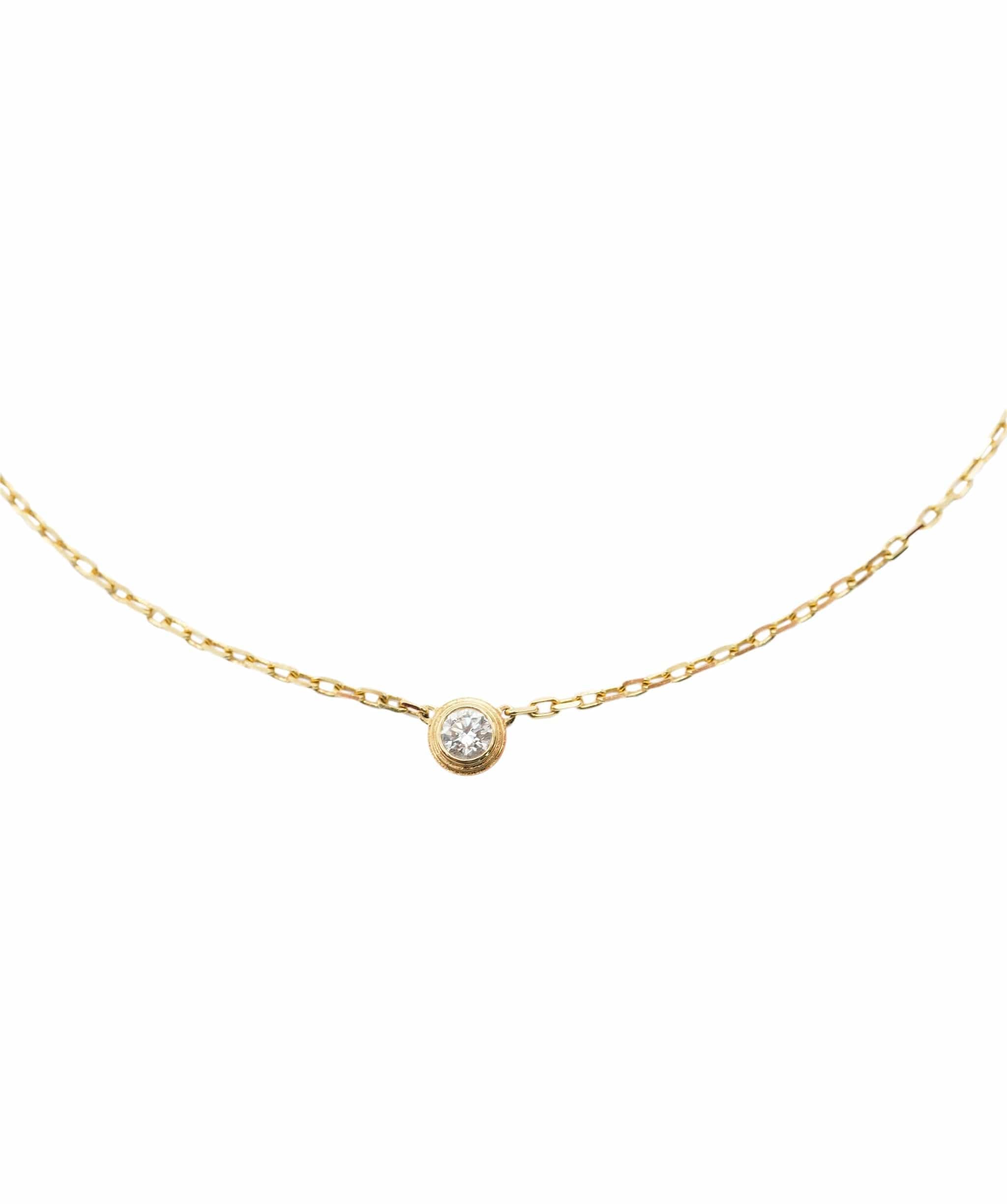 Cartier D'Amour Pendant Brilliant Cut Diamond Necklace Gold ALC2660