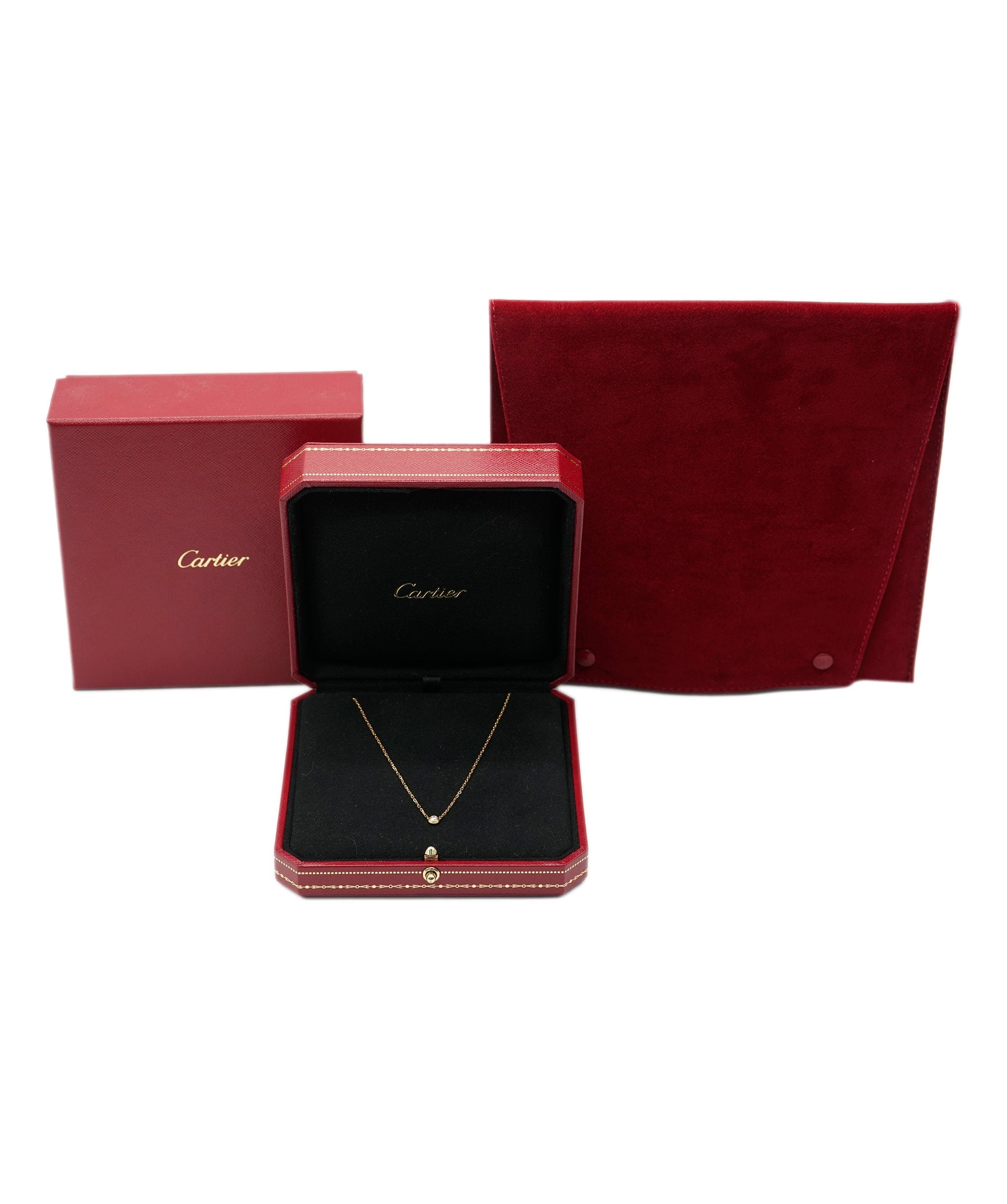 Cartier D'Amour Pendant Brilliant Cut Diamond Necklace Gold ALC2660