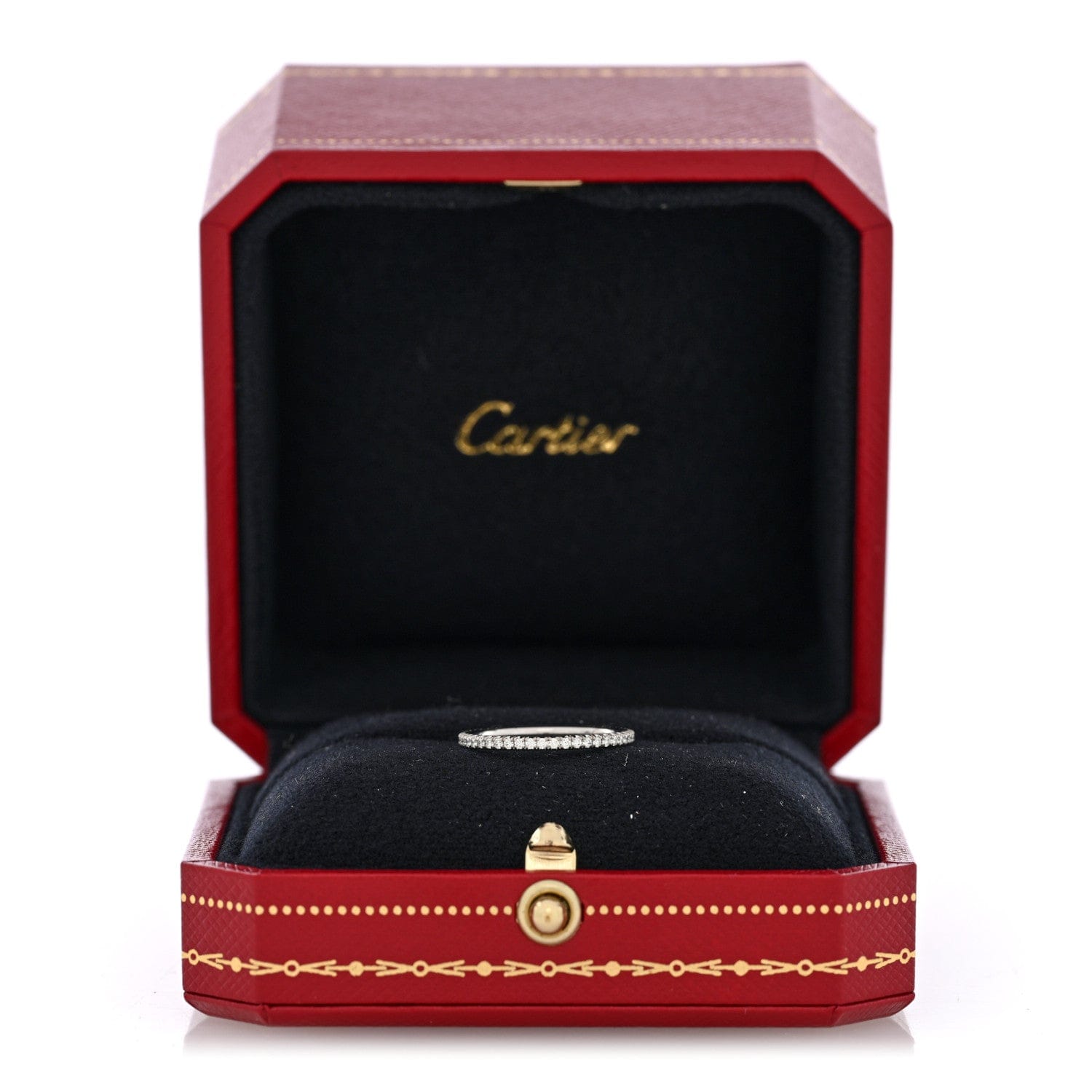 Cartier 18K White Gold Diamond 1.5 mm Étincelle de Cartier Wedding Band Ring 49 5