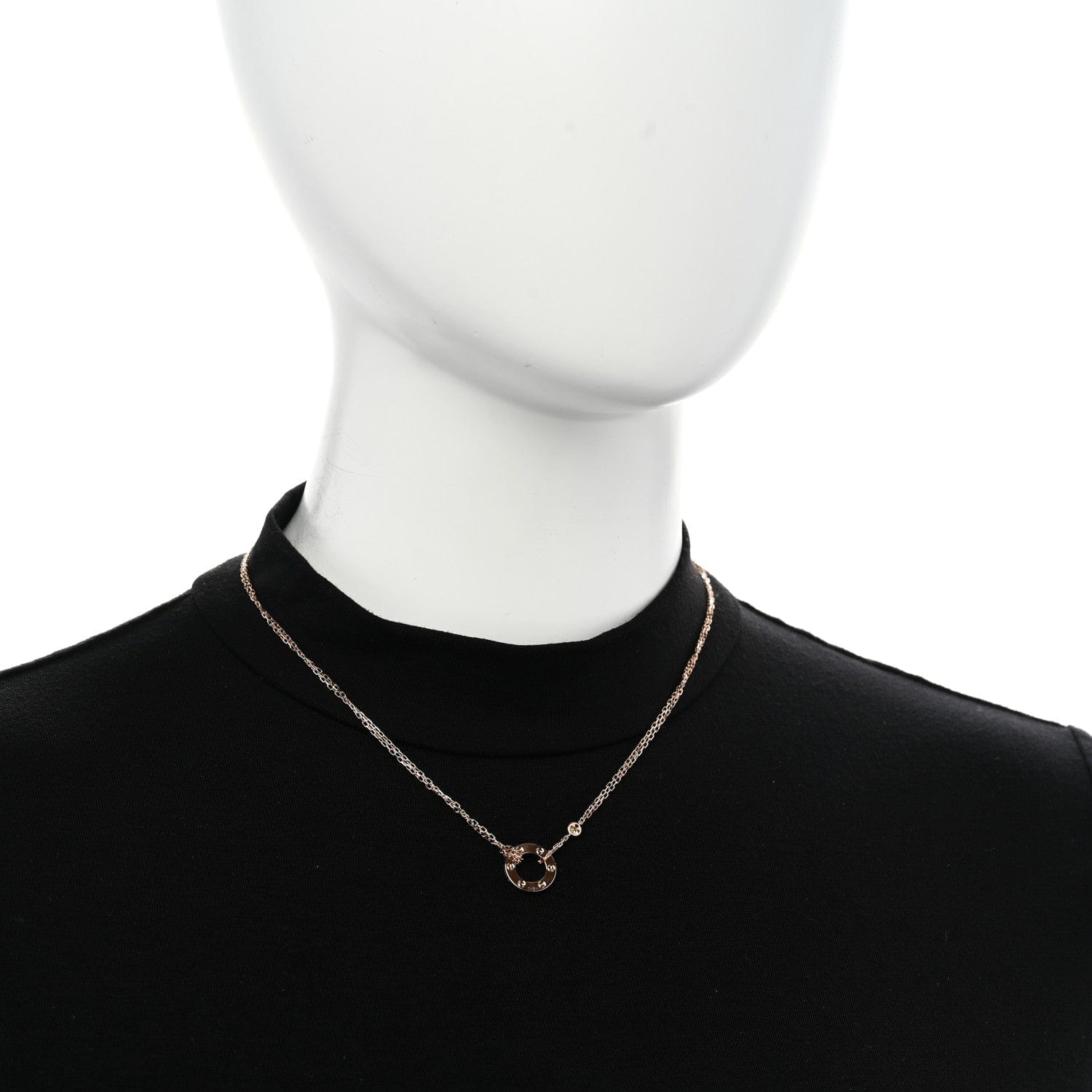 Cartier 18K Pink Gold 2 Diamond LOVE Necklace