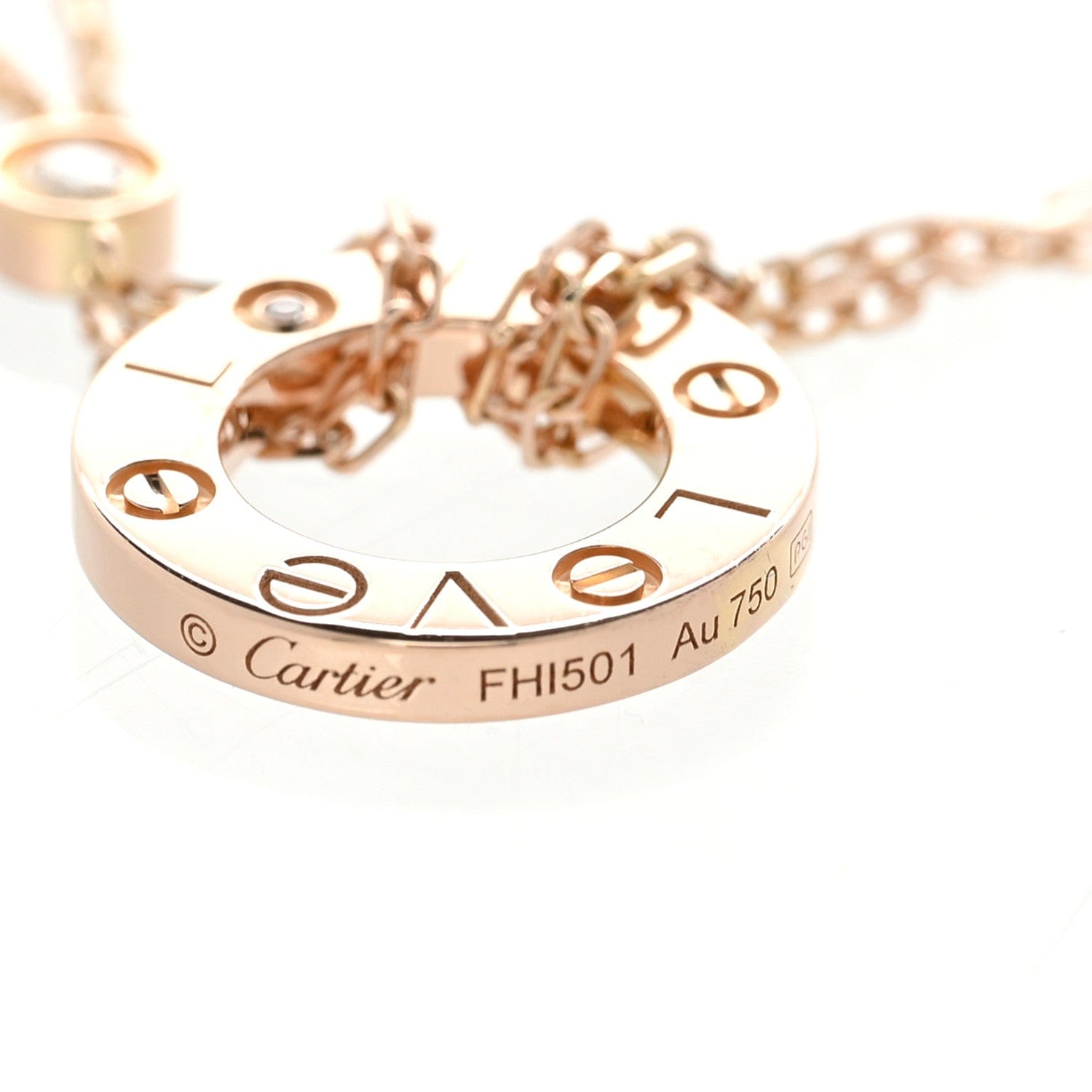 Cartier 18K Pink Gold 2 Diamond LOVE Necklace