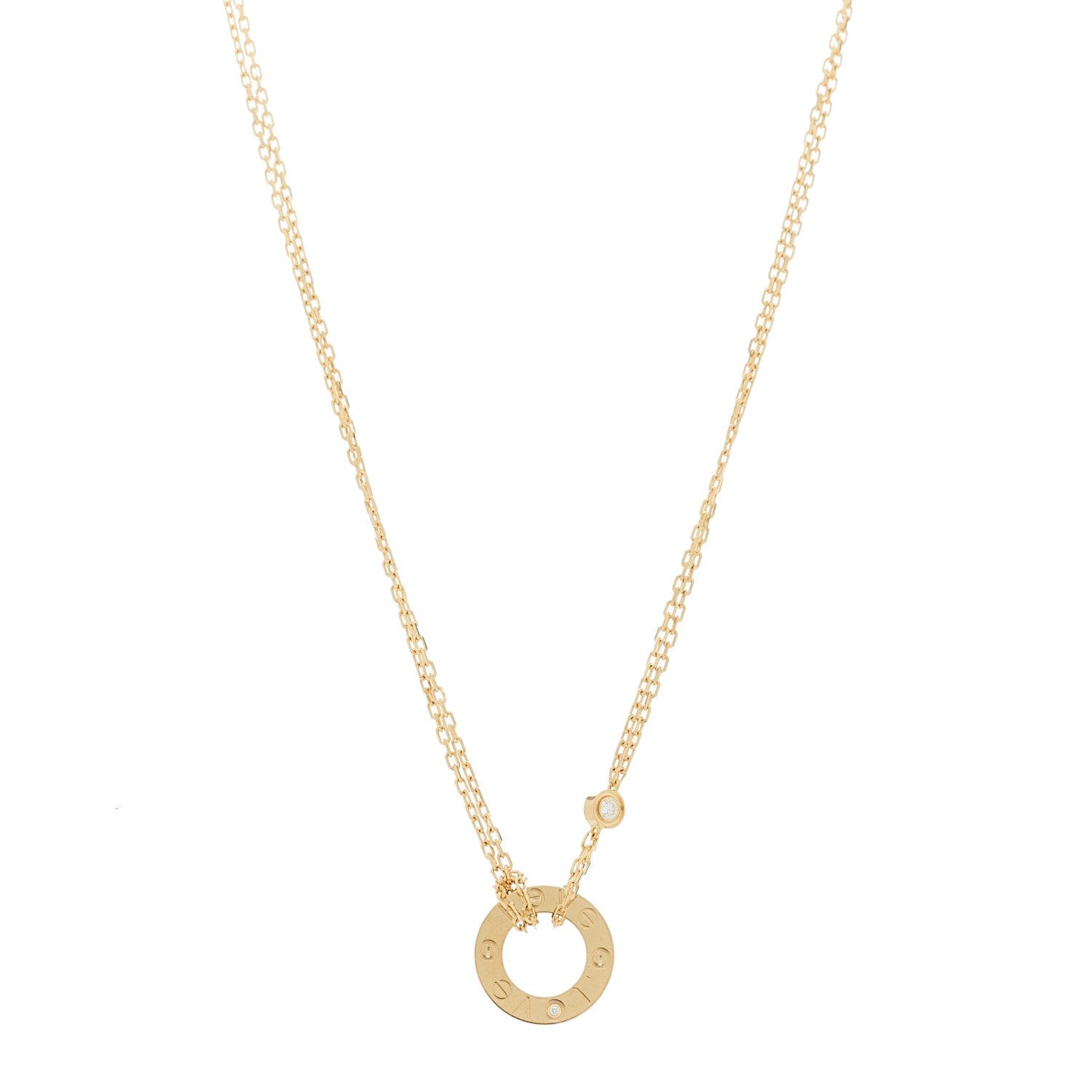 Cartier 18K Yellow Gold 2 Diamond LOVE Necklace