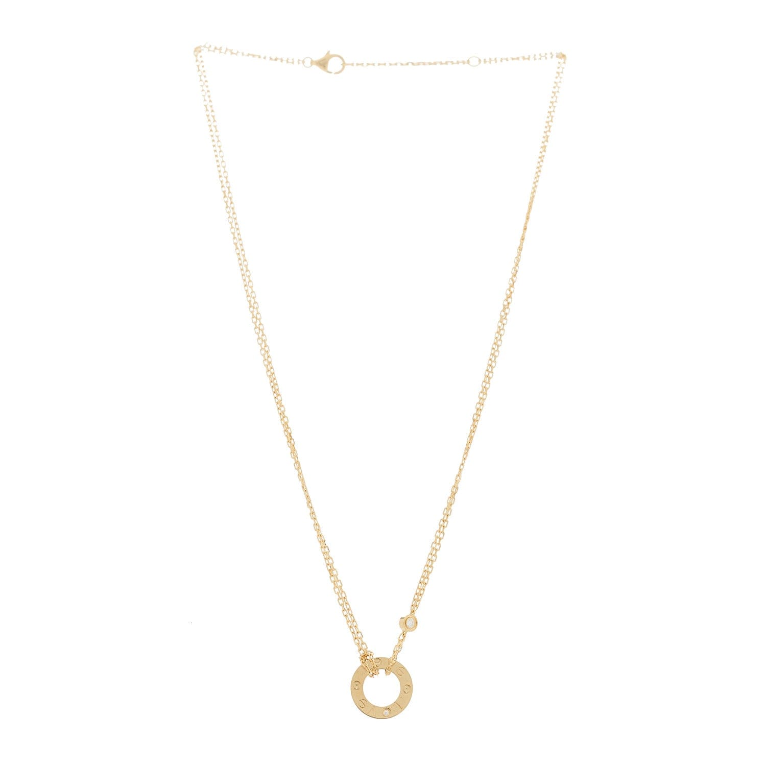 Cartier 18K Yellow Gold 2 Diamond LOVE Necklace