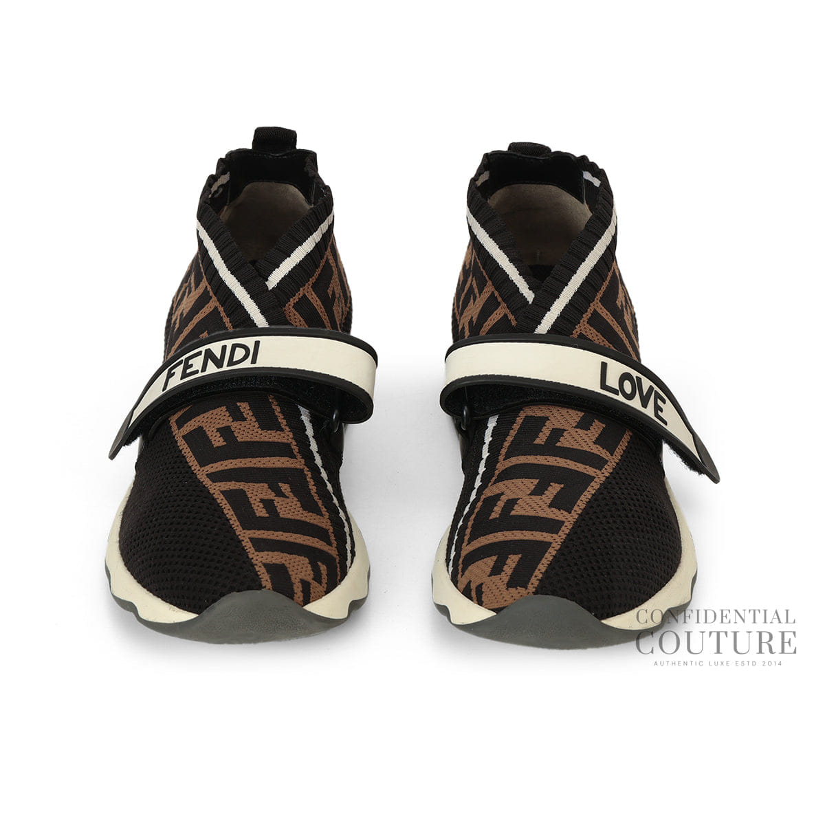 Fendi Rockoko Black Monogram Knit Sock Sneakers EU 37 | UK 4 | US 7