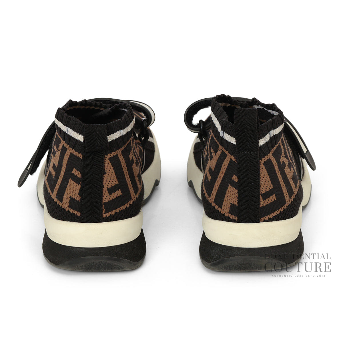 Fendi Rockoko Black Monogram Knit Sock Sneakers EU 37 | UK 4 | US 7