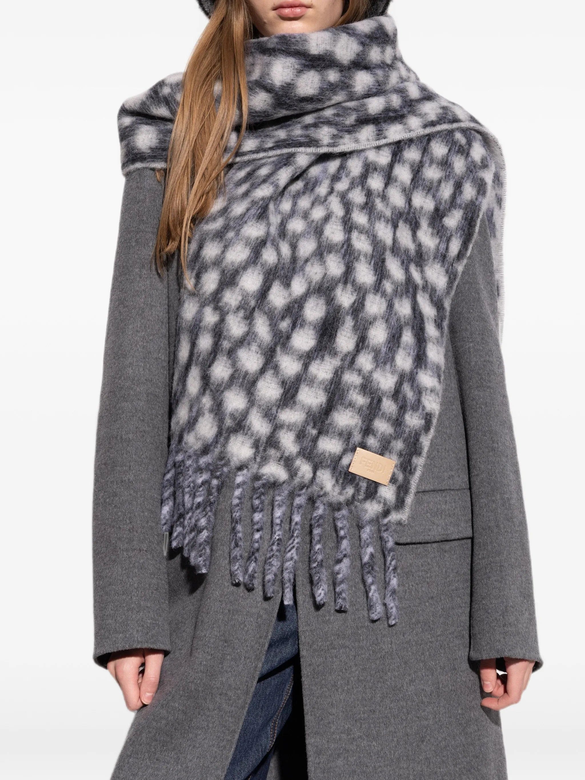 Fendi fringed checked scarf