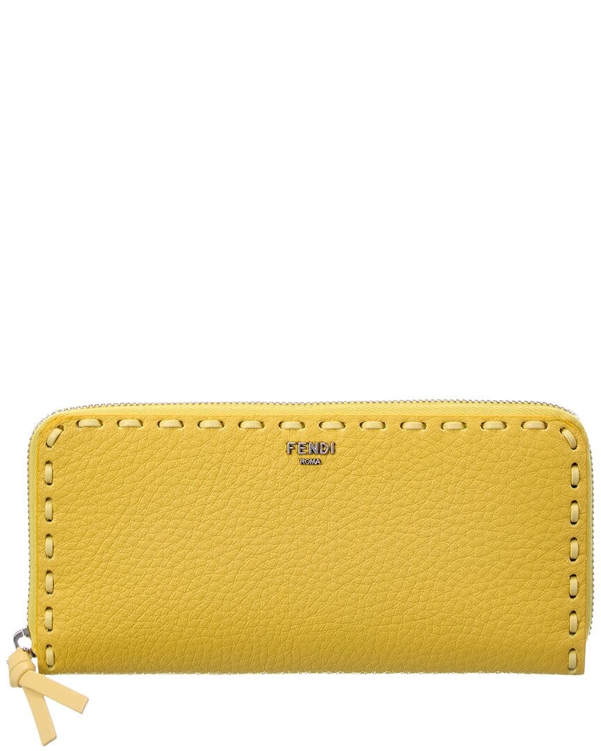 Fendi Selleria Leather Zip Around Wallet