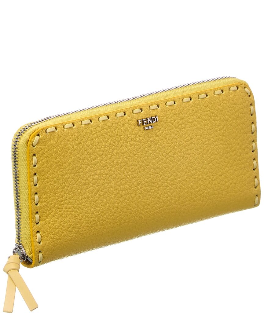 Fendi Selleria Leather Zip Around Wallet