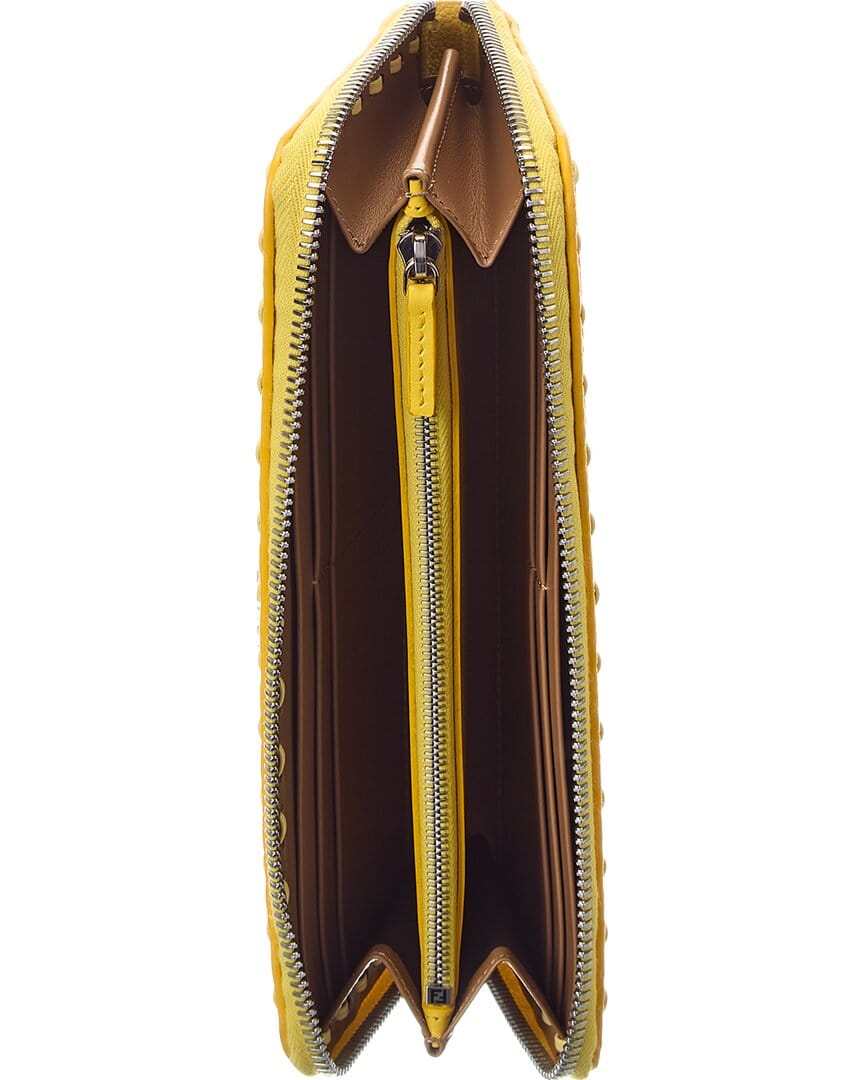Fendi Selleria Leather Zip Around Wallet