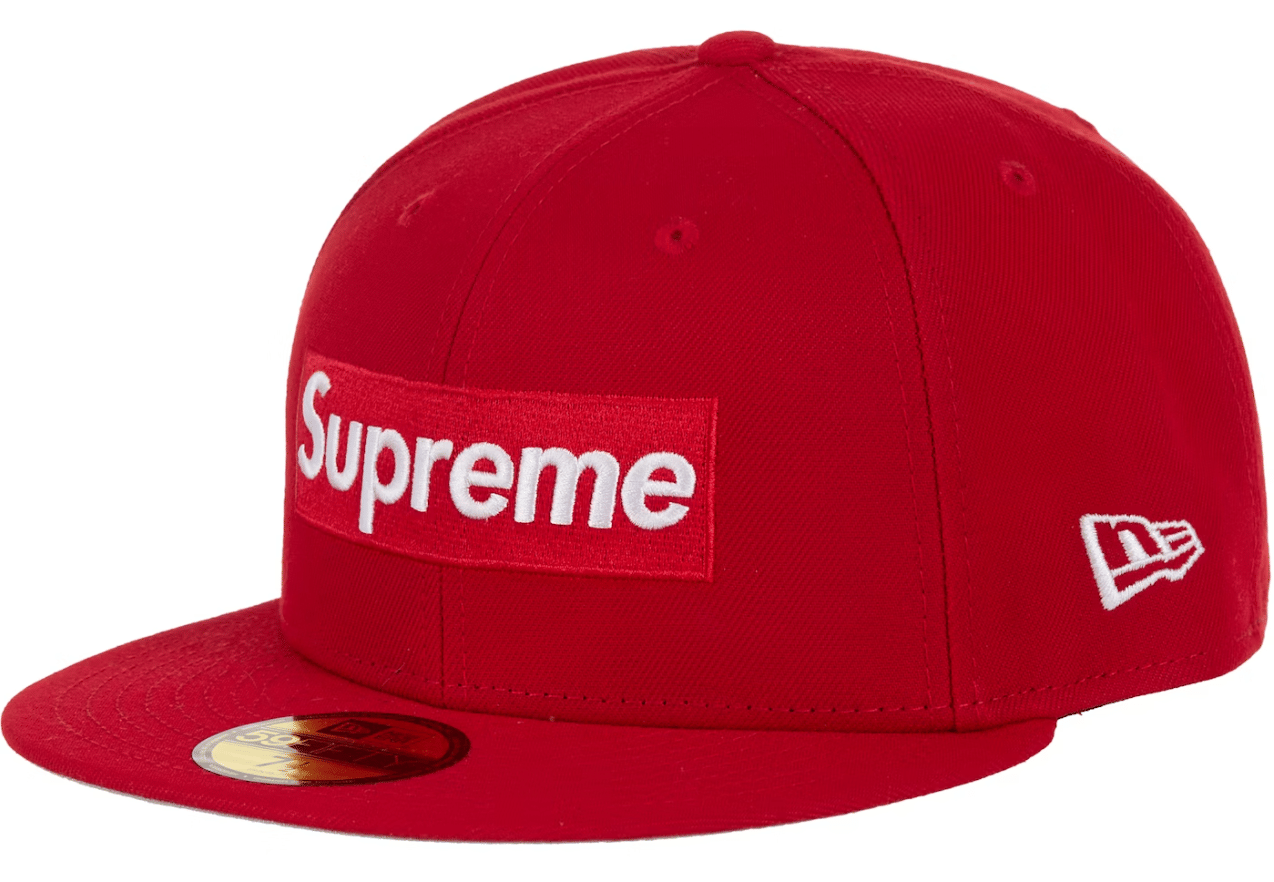 Supreme R.I.P Box Logo New Era Fitted Hat (Red)