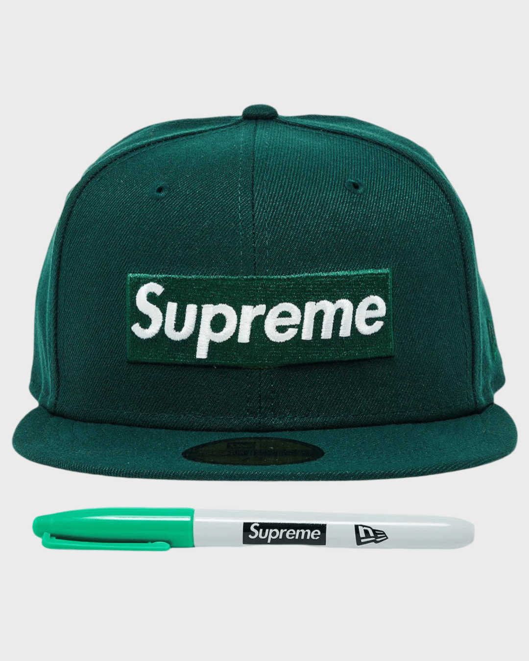 Supreme Sharpie Box Logo New Era Dark Green