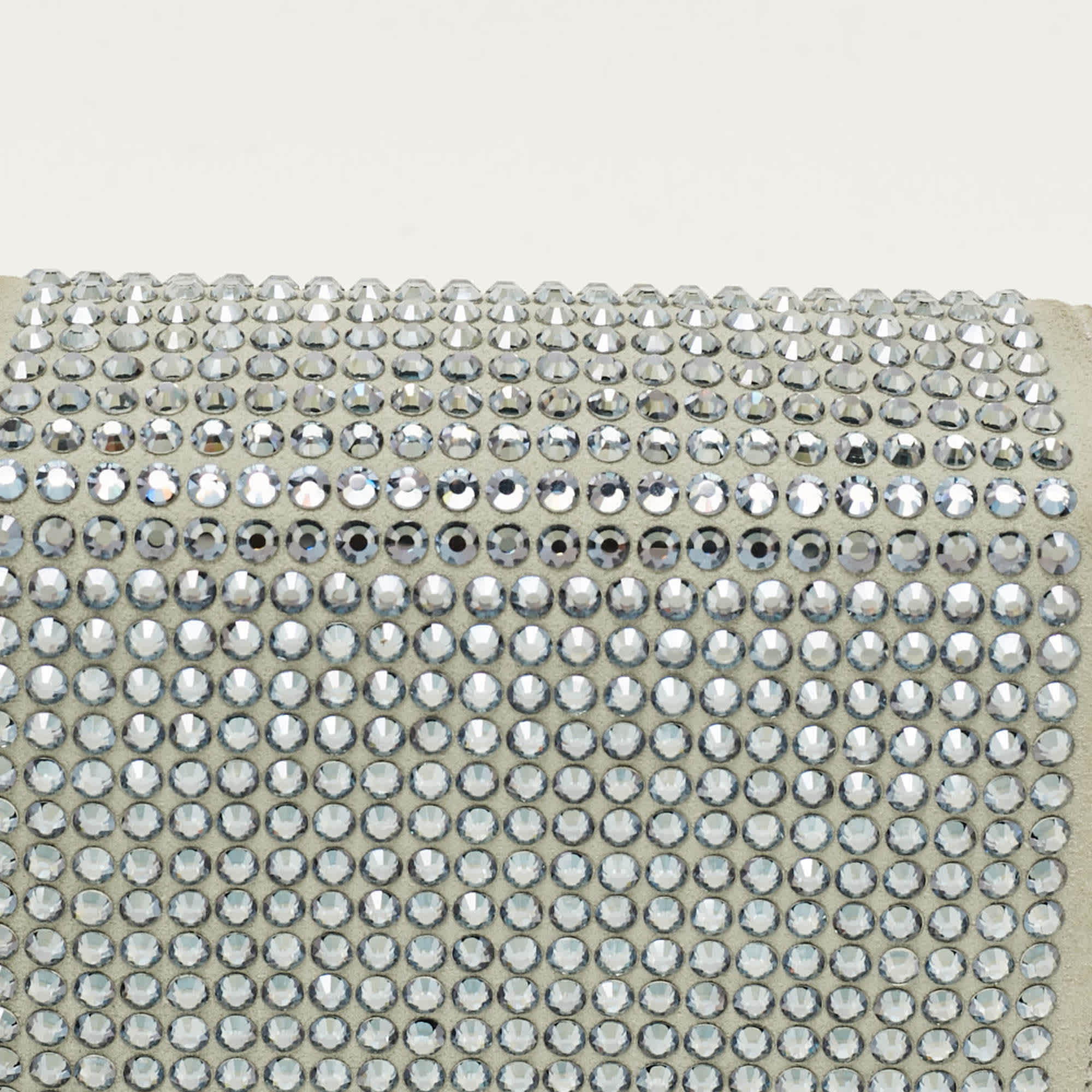 Off - White C/o Virgil Abloh Baby Flap Light Grey Suede Crystal Embellished Bag