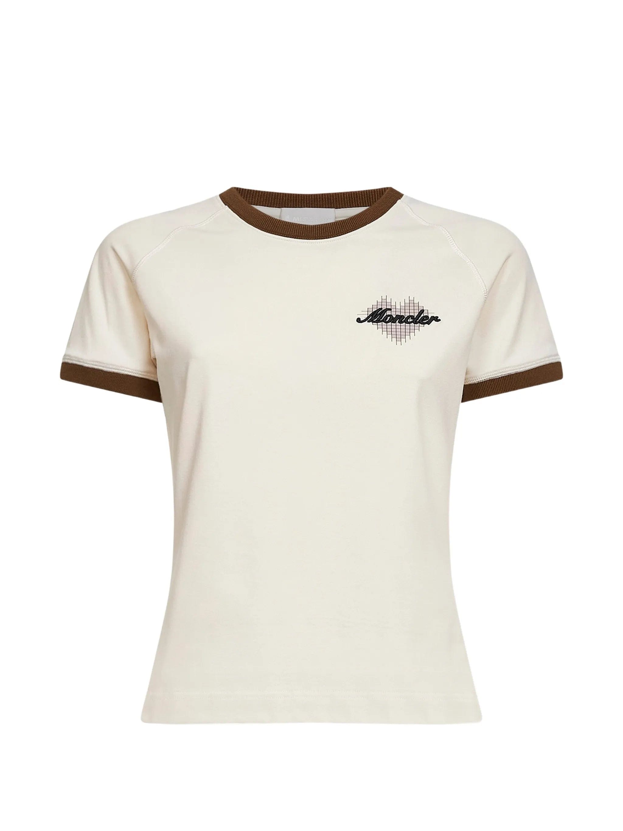 Moncler ribbed - heart print T - shirt
