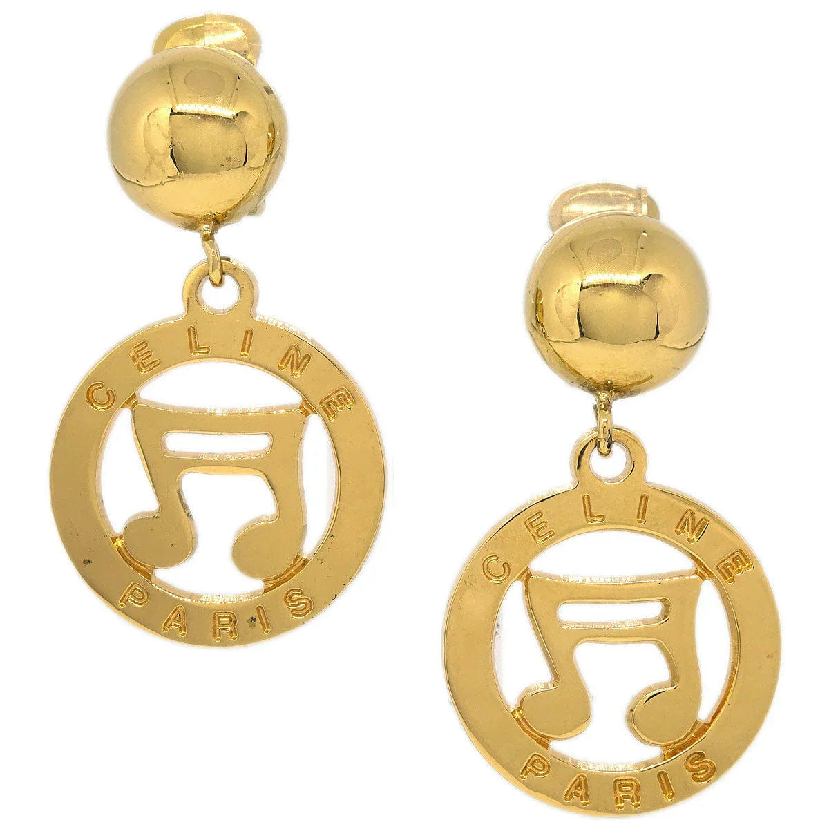 Celine Dangle Earrings Hoop Clip - On Gold LE