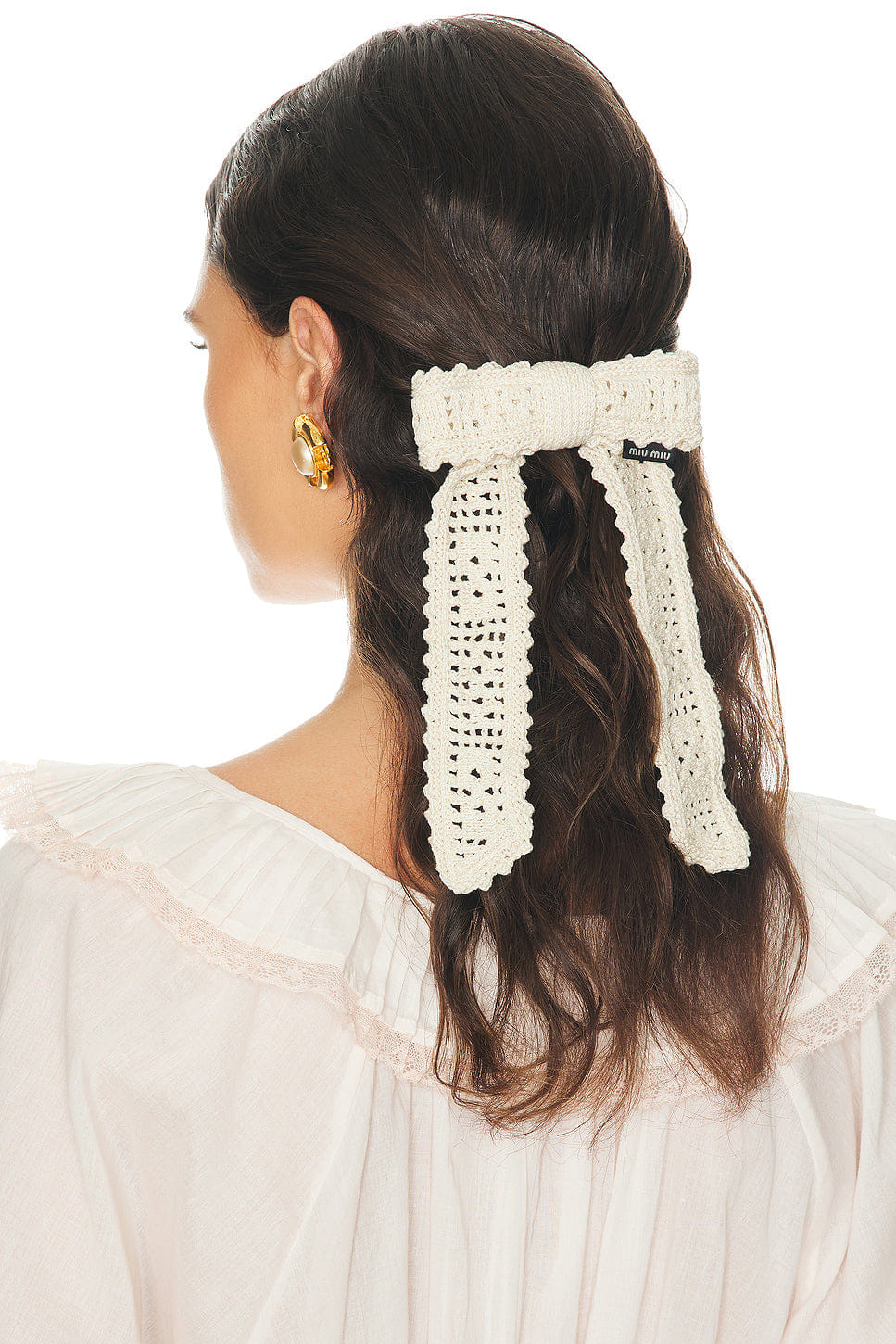 Miu Miu Crochet Filet Bow Beret Hair Clip
