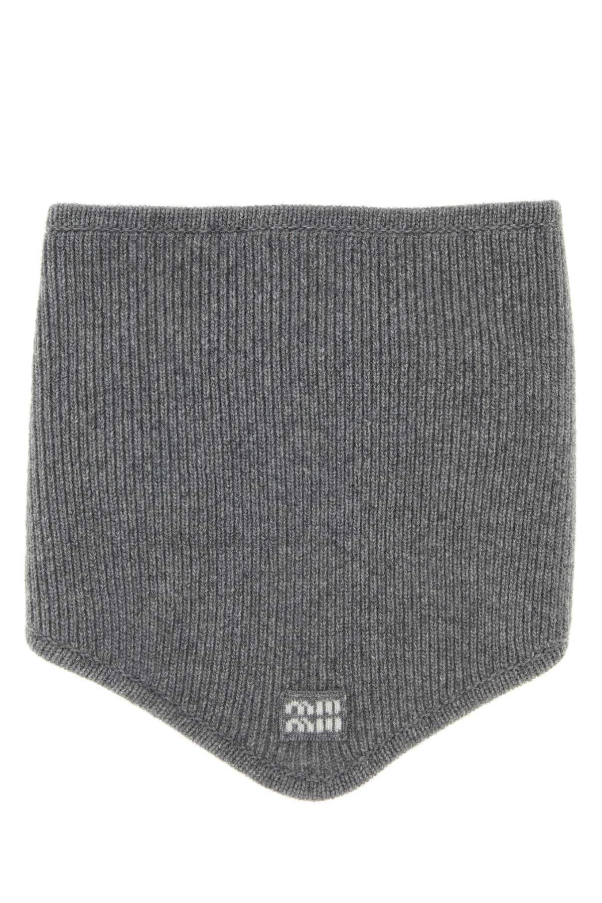Miu Miu Virgin Wool Cashmere Scarf — Gray