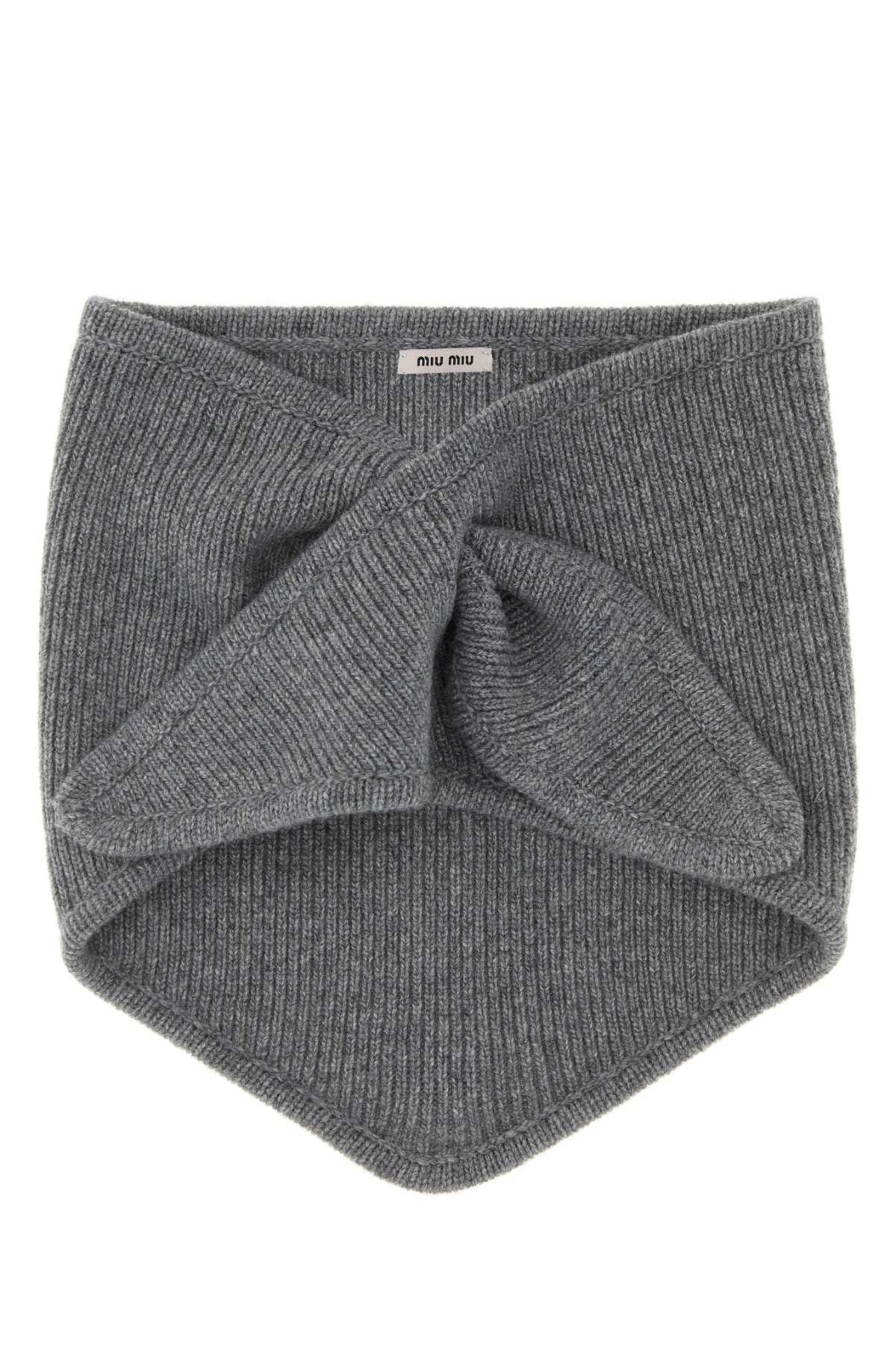 Miu Miu Virgin Wool Cashmere Scarf — Gray