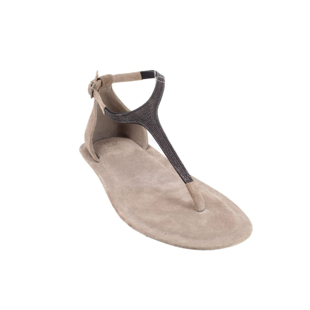 Brunello Cucinelli SUEDE SANDALS GRAY 37.5 EU | 7.5 US