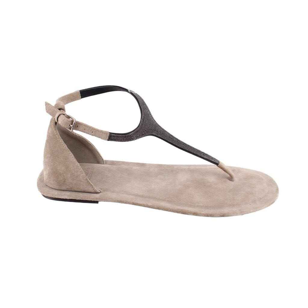 Brunello Cucinelli SUEDE SANDALS GRAY 37.5 EU | 7.5 US