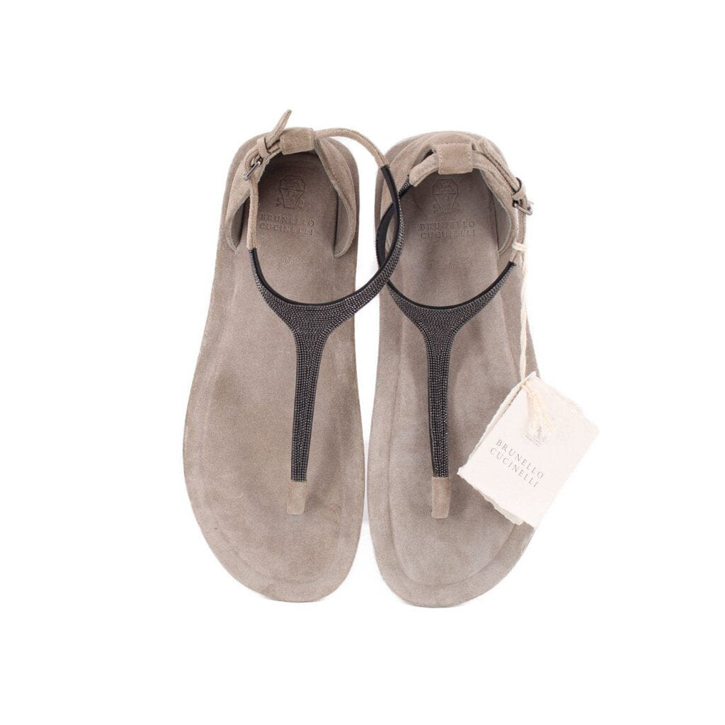 Brunello Cucinelli SUEDE SANDALS GRAY 37.5 EU | 7.5 US